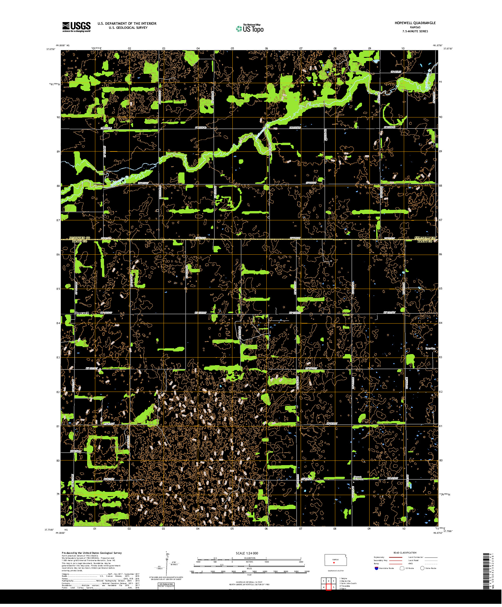 USGS US TOPO 7.5-MINUTE MAP FOR HOPEWELL, KS 2018