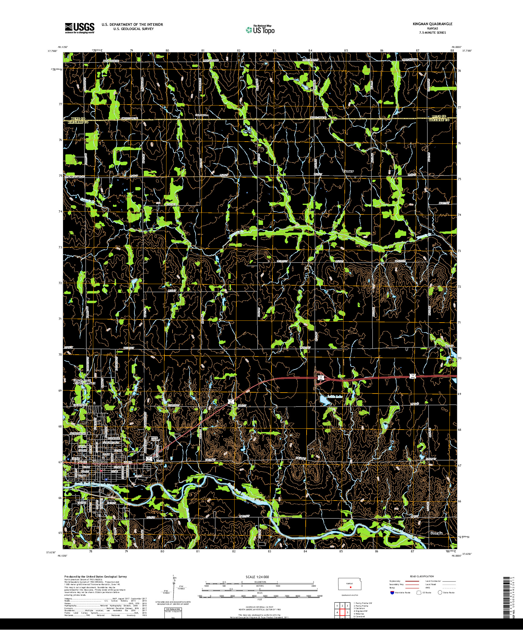 USGS US TOPO 7.5-MINUTE MAP FOR KINGMAN, KS 2018