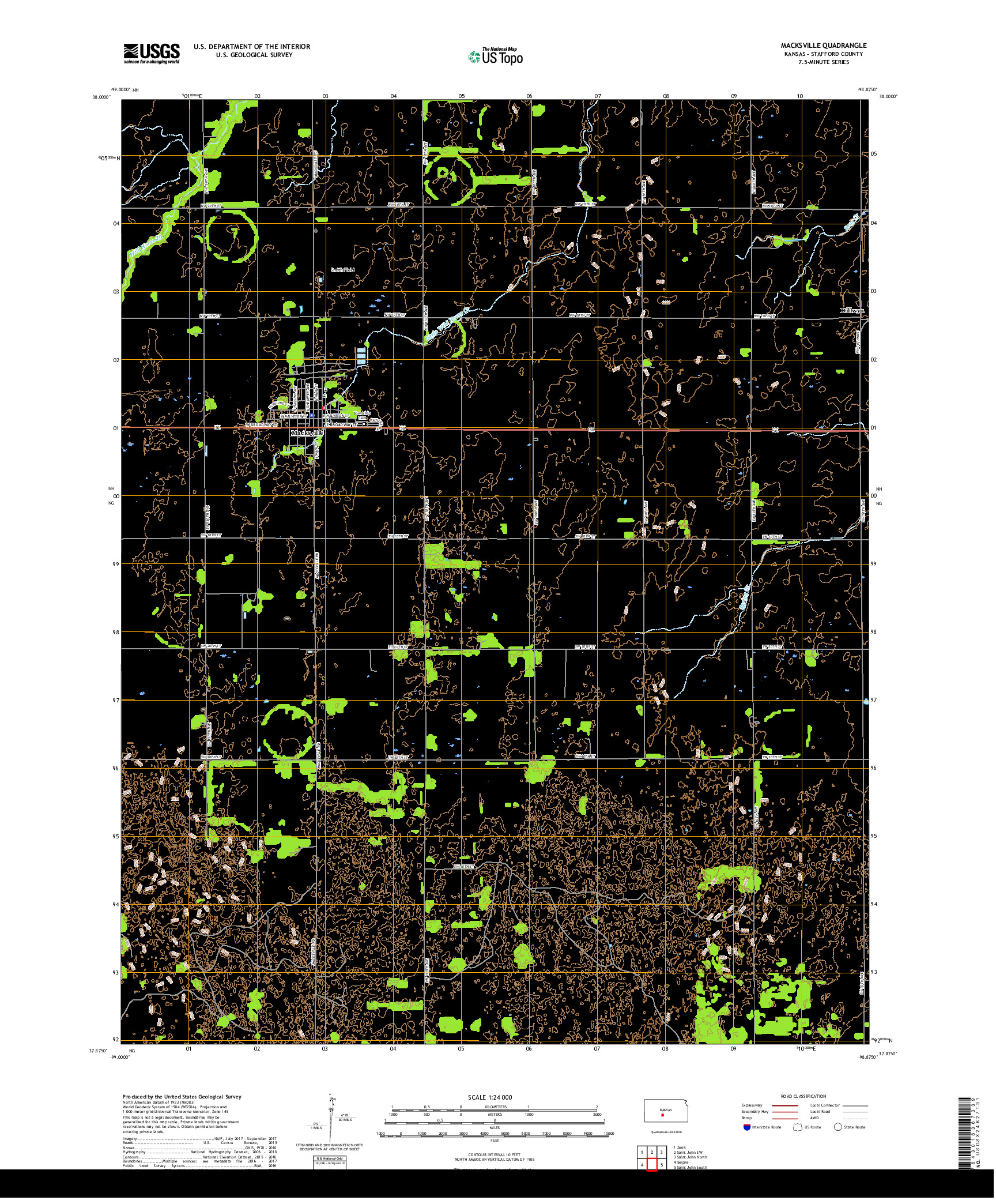 USGS US TOPO 7.5-MINUTE MAP FOR MACKSVILLE, KS 2018