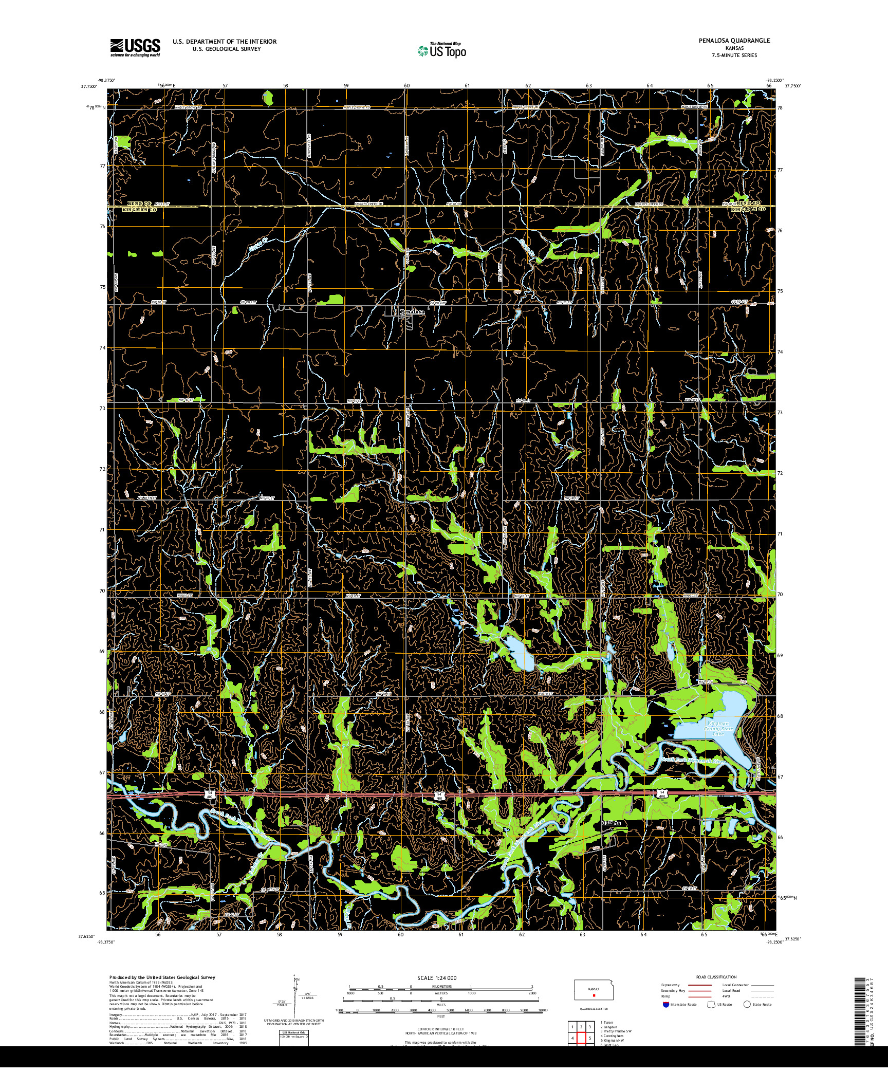 USGS US TOPO 7.5-MINUTE MAP FOR PENALOSA, KS 2018