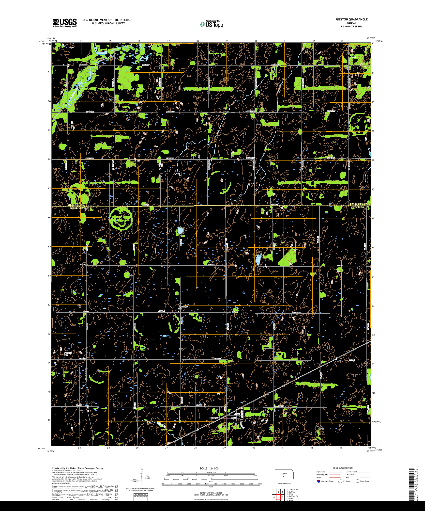 USGS US TOPO 7.5-MINUTE MAP FOR PRESTON, KS 2018