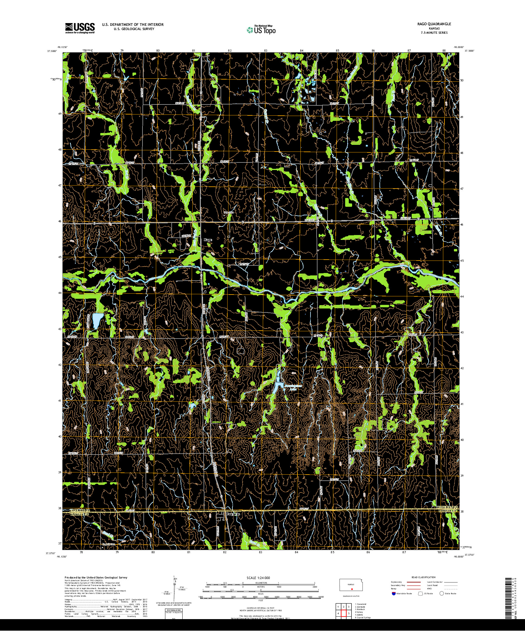 USGS US TOPO 7.5-MINUTE MAP FOR RAGO, KS 2018