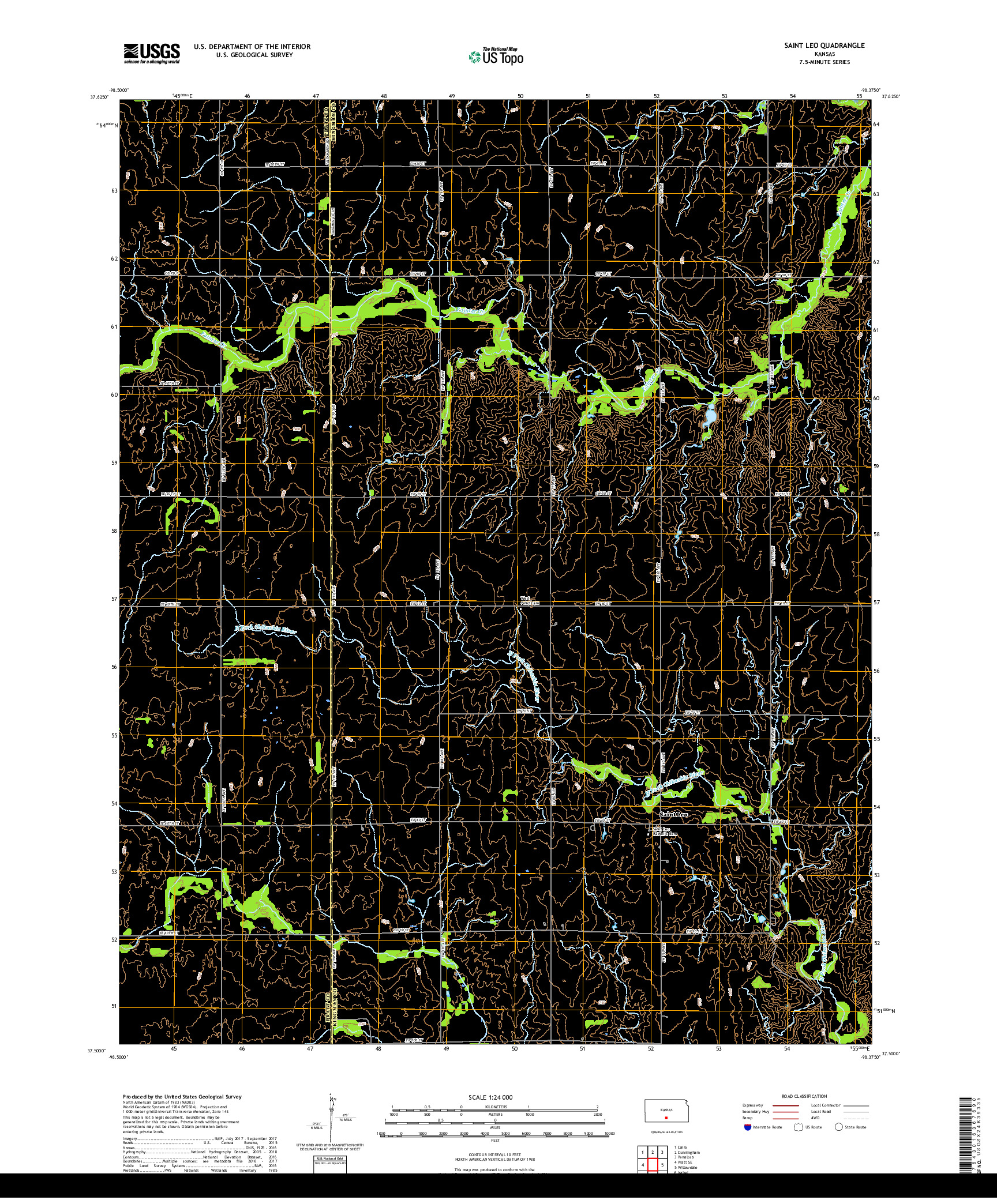 USGS US TOPO 7.5-MINUTE MAP FOR SAINT LEO, KS 2018