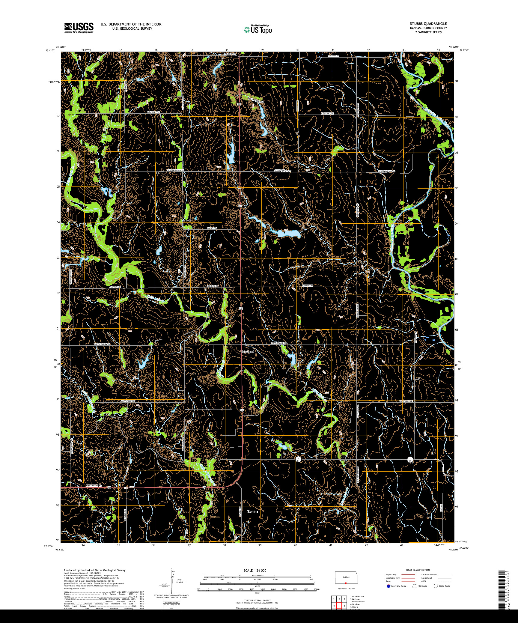 USGS US TOPO 7.5-MINUTE MAP FOR STUBBS, KS 2018