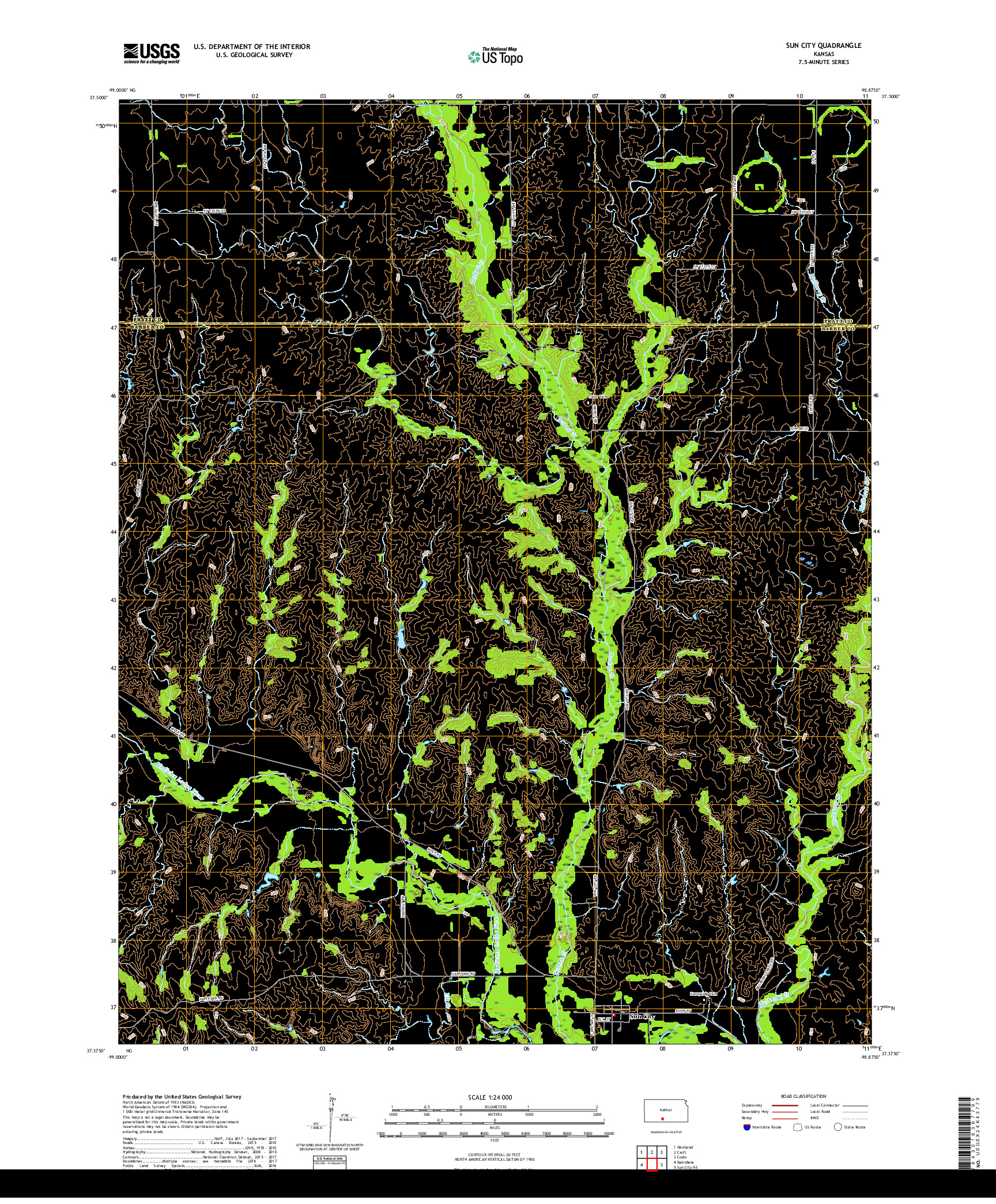 USGS US TOPO 7.5-MINUTE MAP FOR SUN CITY, KS 2018