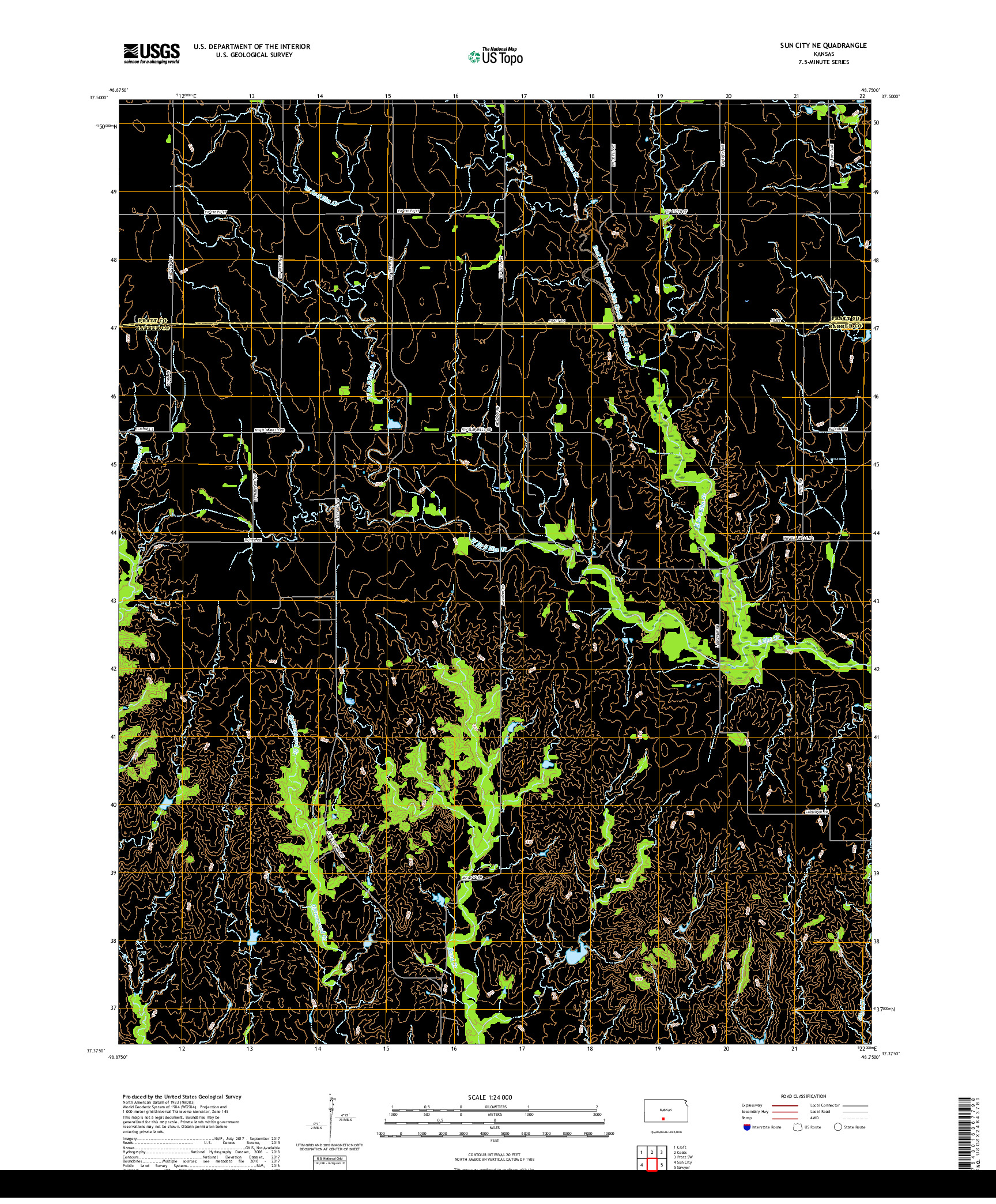 USGS US TOPO 7.5-MINUTE MAP FOR SUN CITY NE, KS 2018