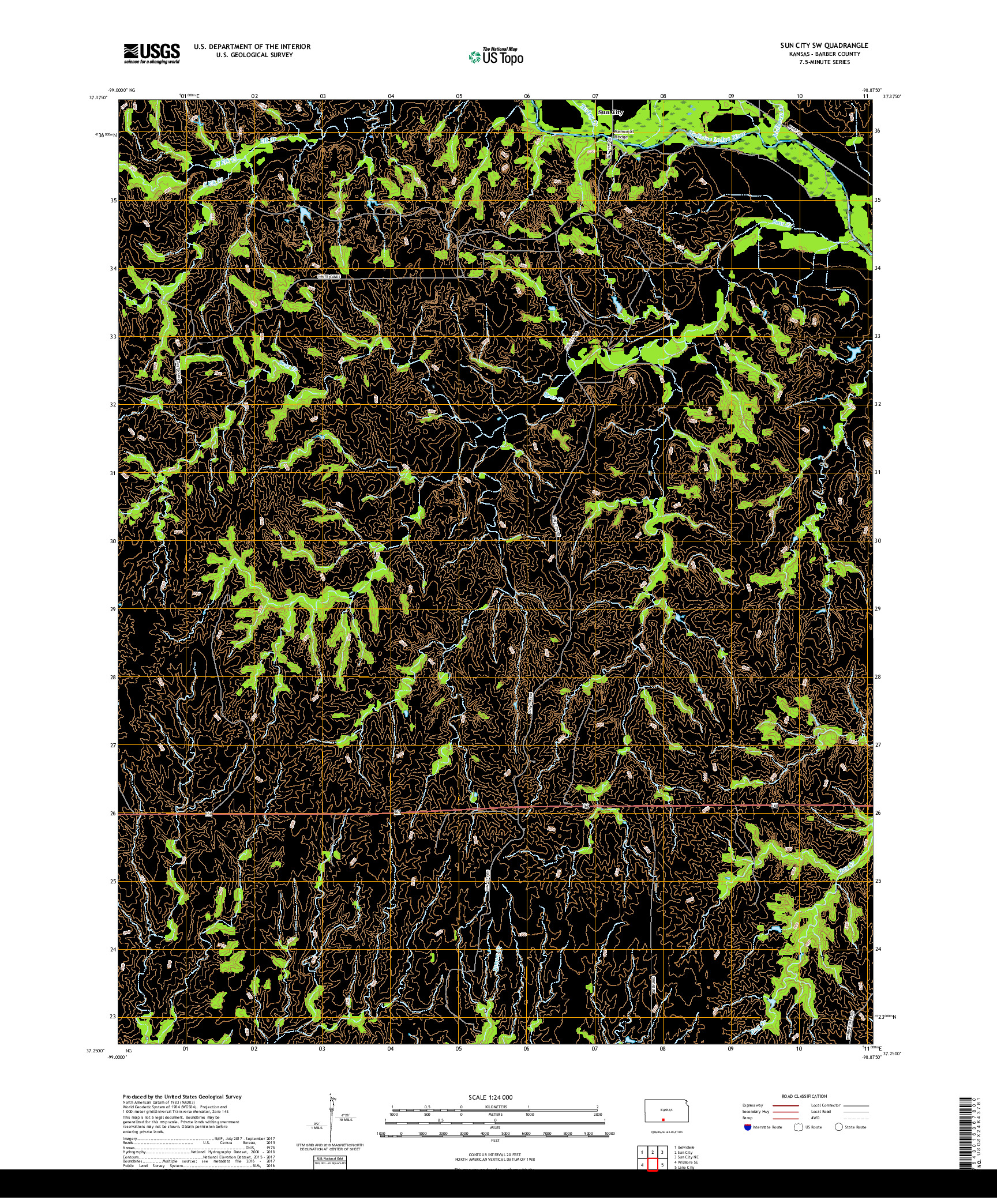 USGS US TOPO 7.5-MINUTE MAP FOR SUN CITY SW, KS 2018