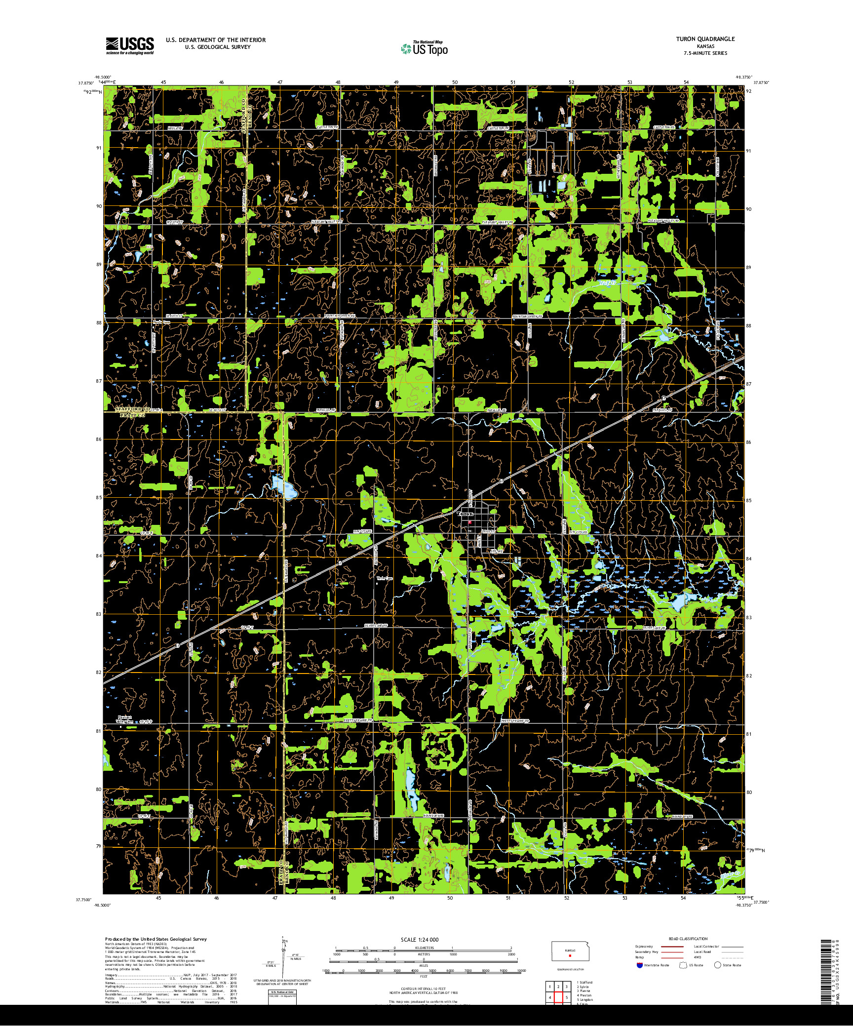 USGS US TOPO 7.5-MINUTE MAP FOR TURON, KS 2018