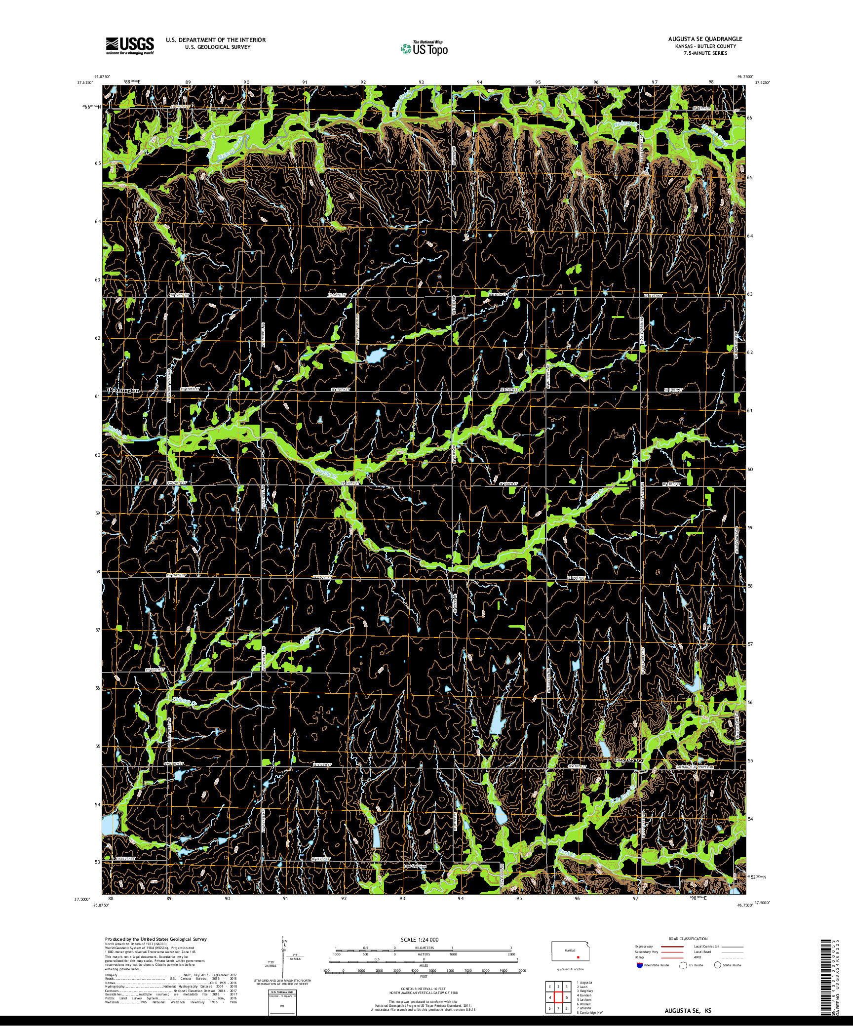 USGS US TOPO 7.5-MINUTE MAP FOR AUGUSTA SE, KS 2018