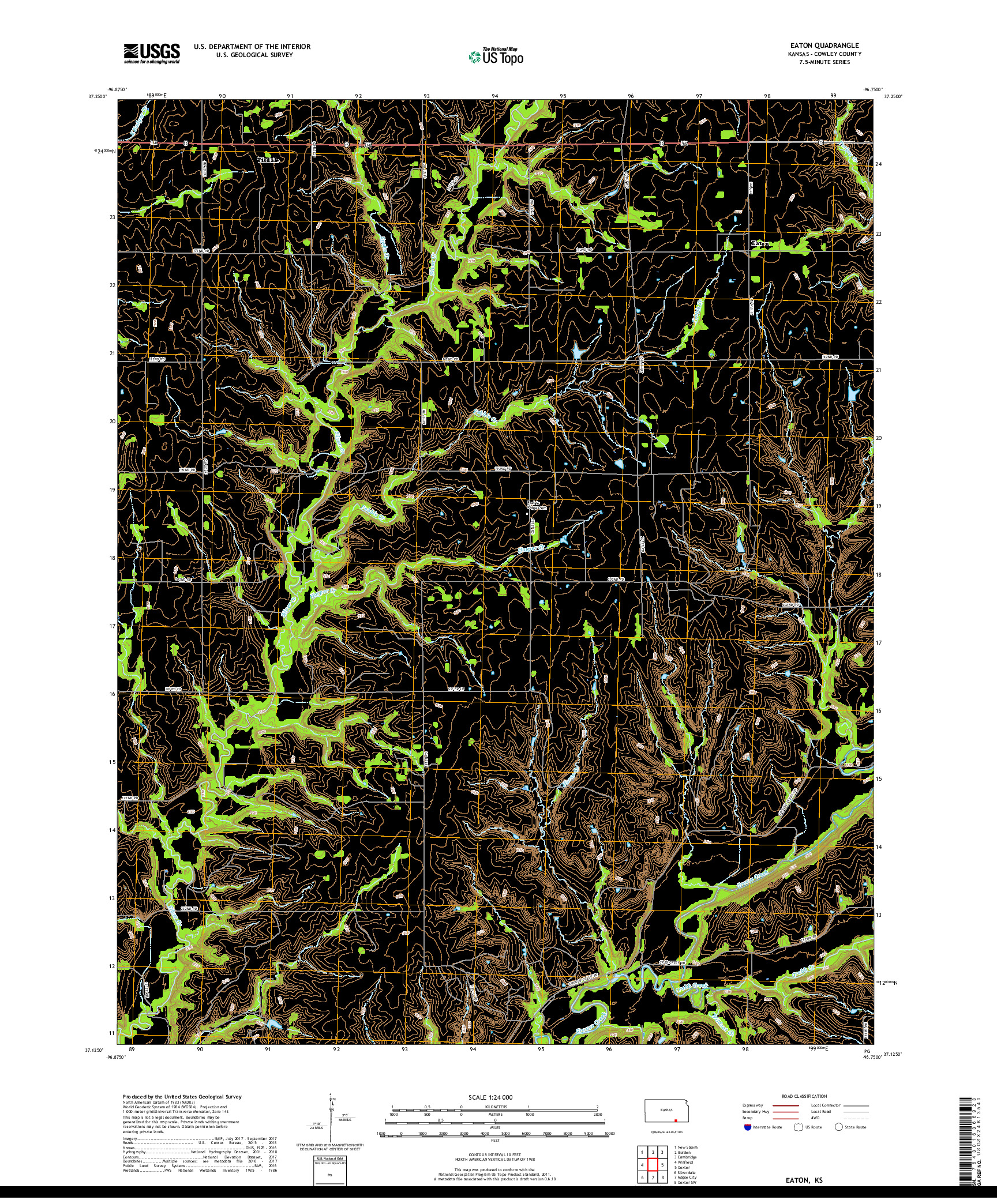 USGS US TOPO 7.5-MINUTE MAP FOR EATON, KS 2018