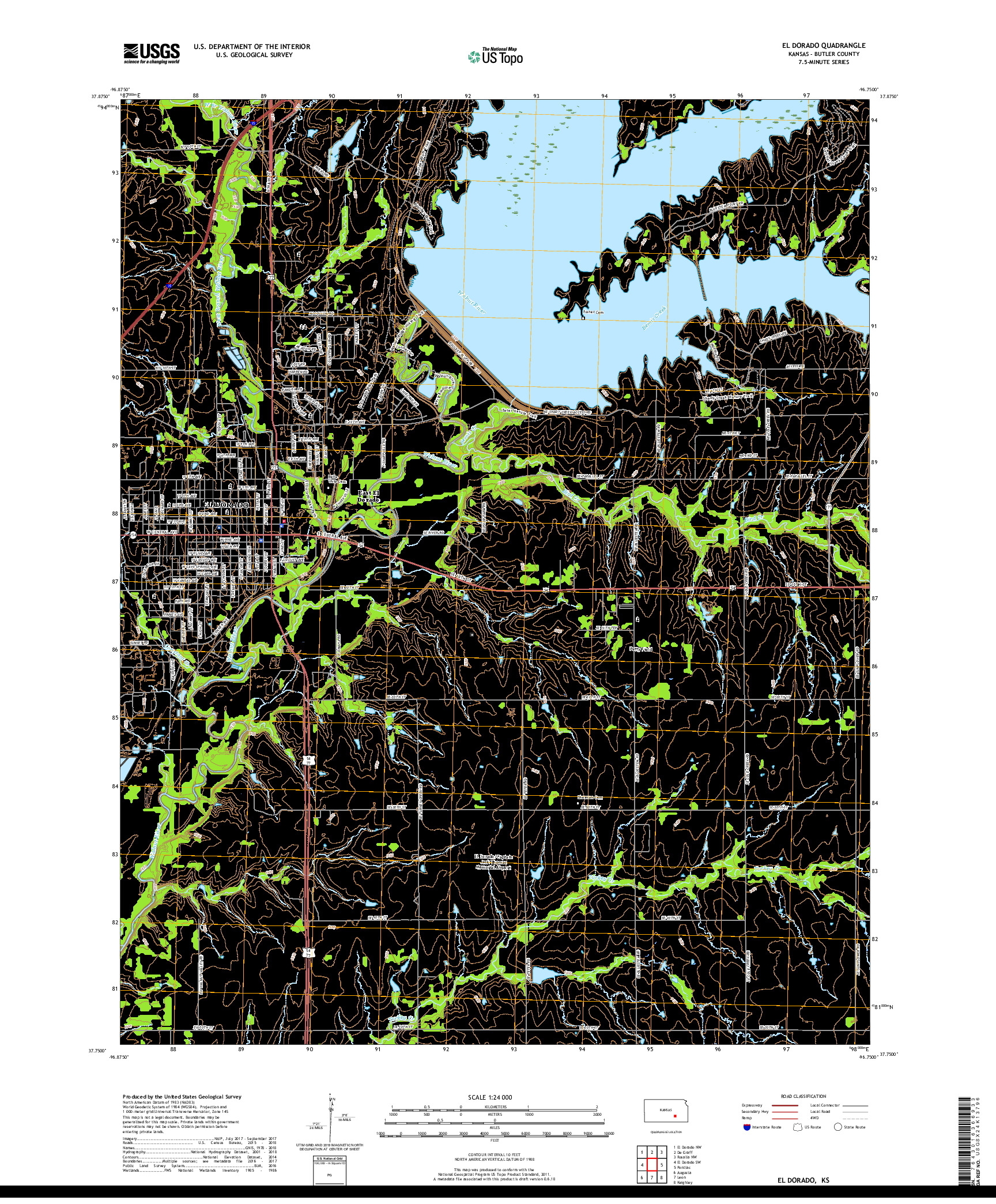 USGS US TOPO 7.5-MINUTE MAP FOR EL DORADO, KS 2018