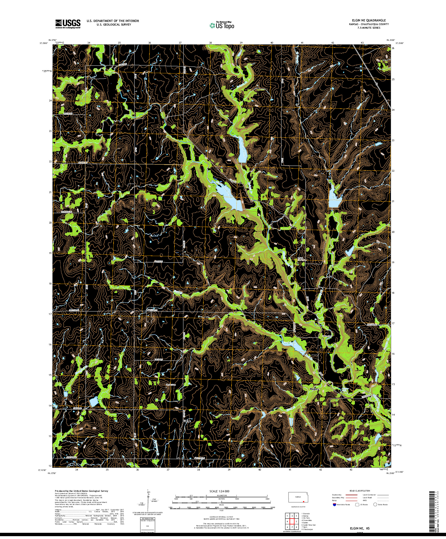 USGS US TOPO 7.5-MINUTE MAP FOR ELGIN NE, KS 2018