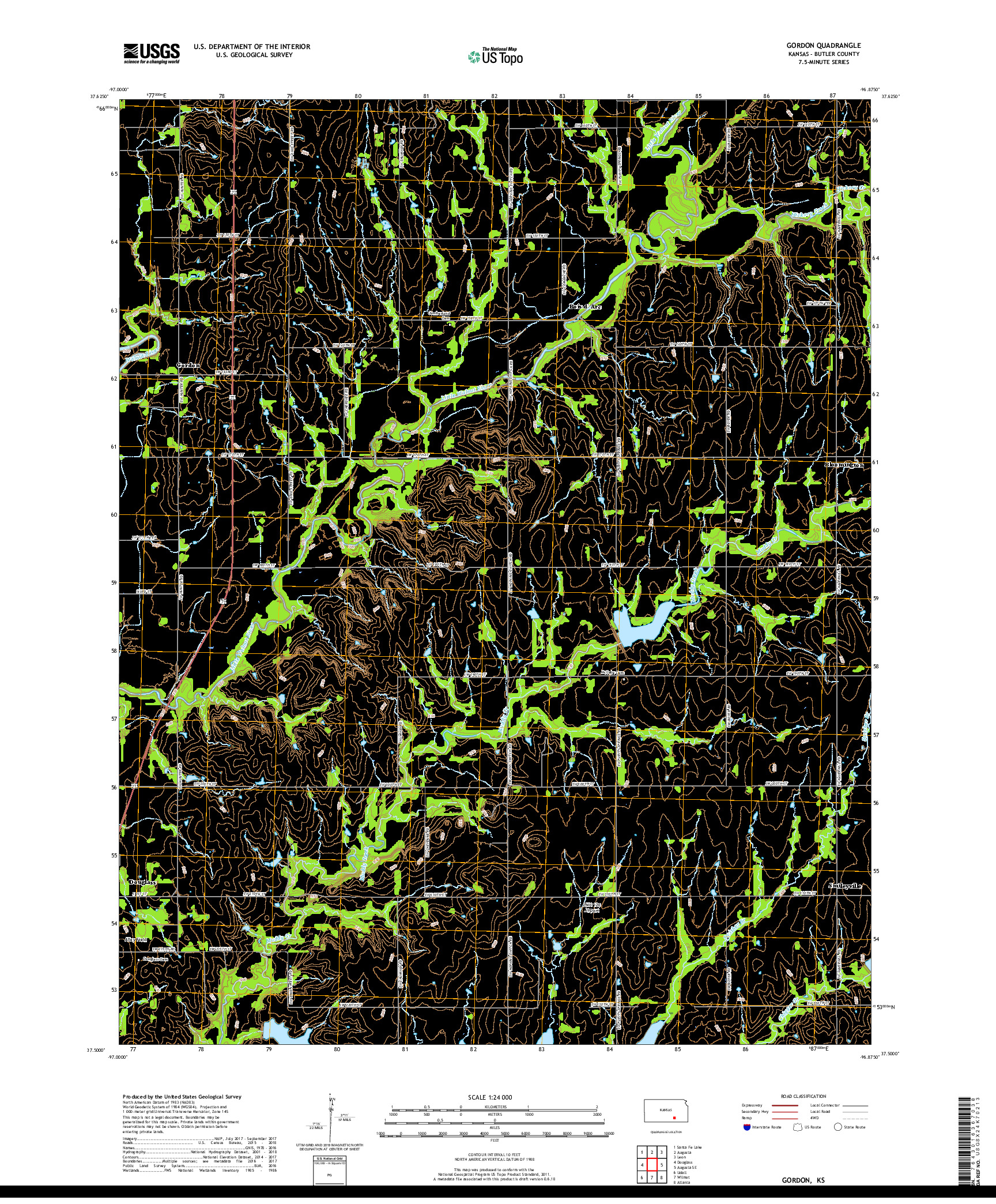 USGS US TOPO 7.5-MINUTE MAP FOR GORDON, KS 2018