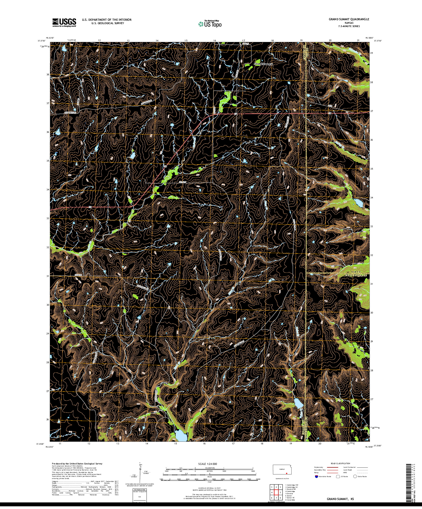 USGS US TOPO 7.5-MINUTE MAP FOR GRAND SUMMIT, KS 2018