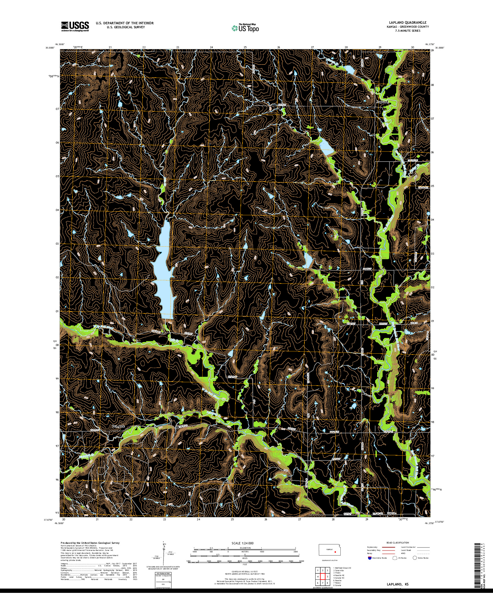 USGS US TOPO 7.5-MINUTE MAP FOR LAPLAND, KS 2018