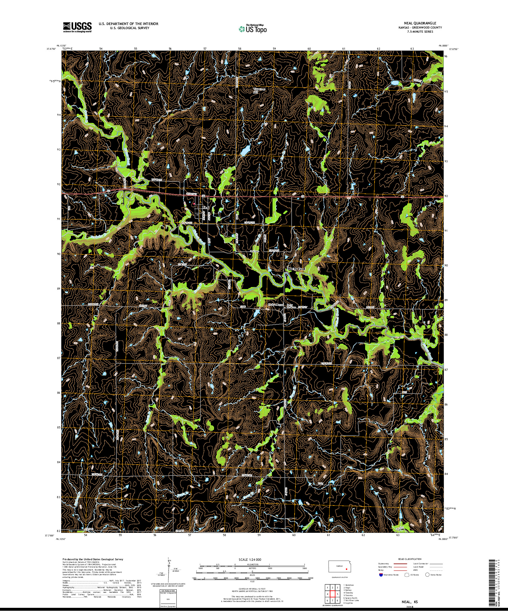 USGS US TOPO 7.5-MINUTE MAP FOR NEAL, KS 2018