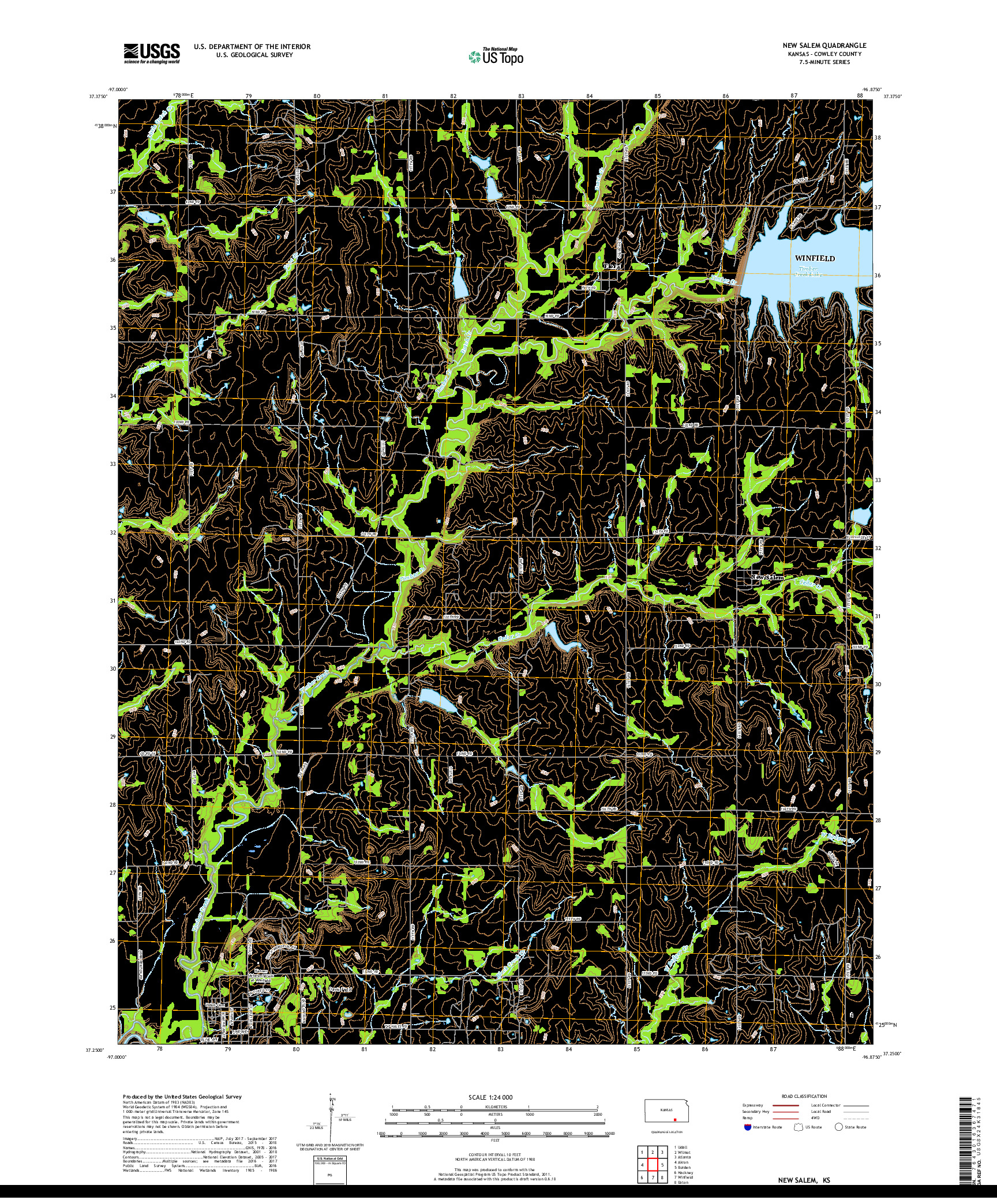 USGS US TOPO 7.5-MINUTE MAP FOR NEW SALEM, KS 2018