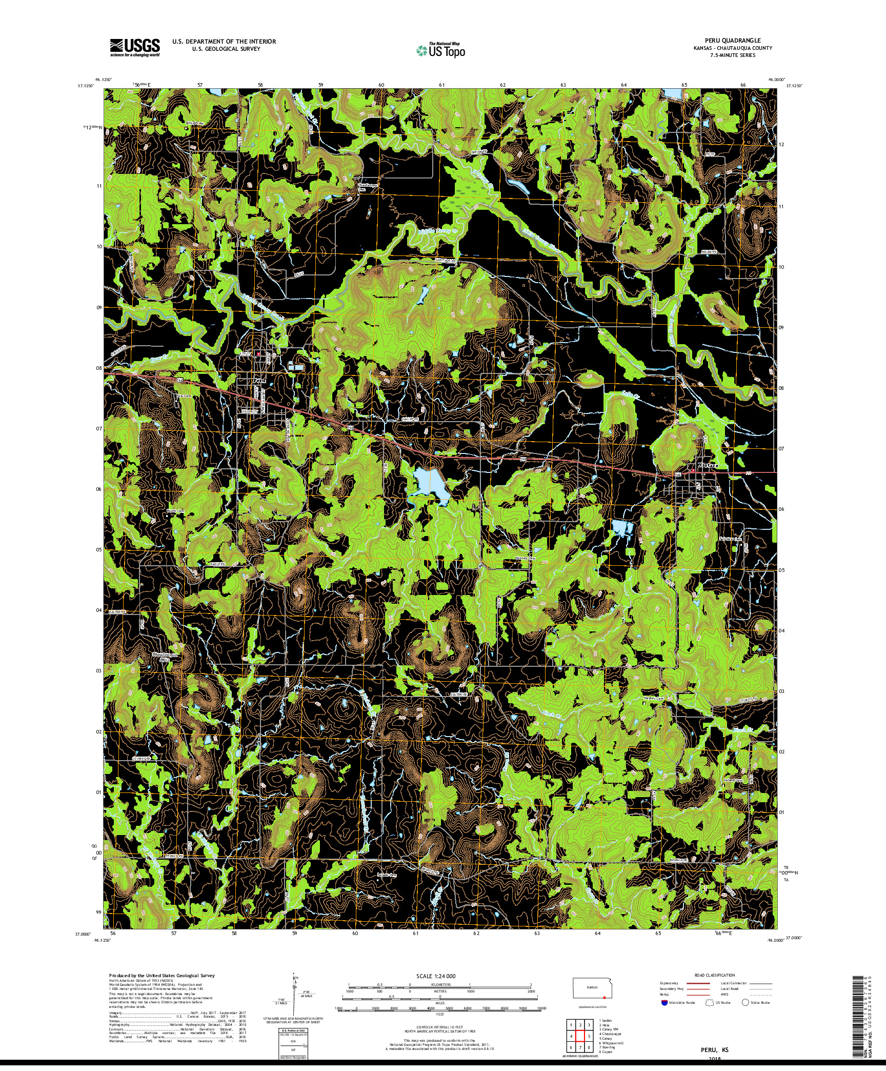 USGS US TOPO 7.5-MINUTE MAP FOR PERU, KS 2018