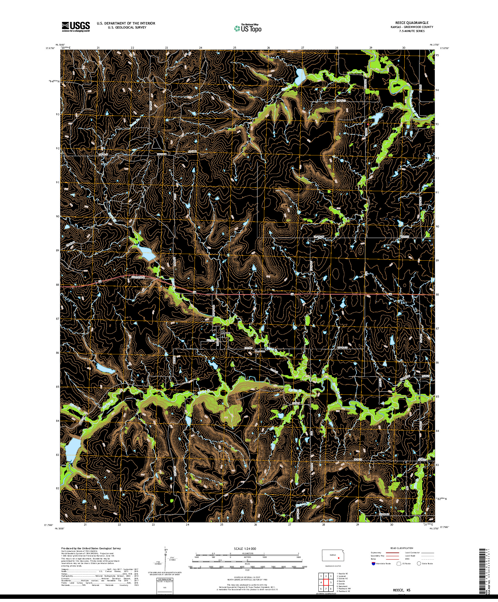 USGS US TOPO 7.5-MINUTE MAP FOR REECE, KS 2018