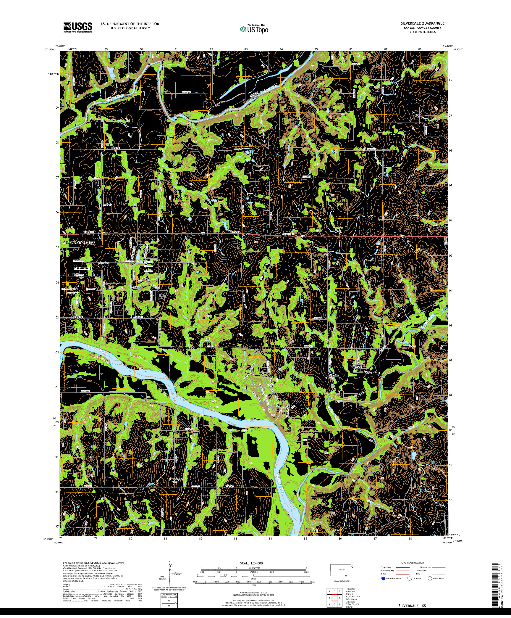 USGS US TOPO 7.5-MINUTE MAP FOR SILVERDALE, KS 2018