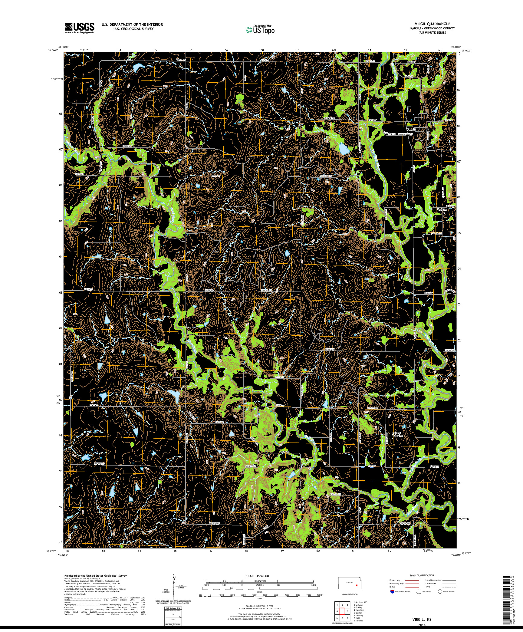 USGS US TOPO 7.5-MINUTE MAP FOR VIRGIL, KS 2018