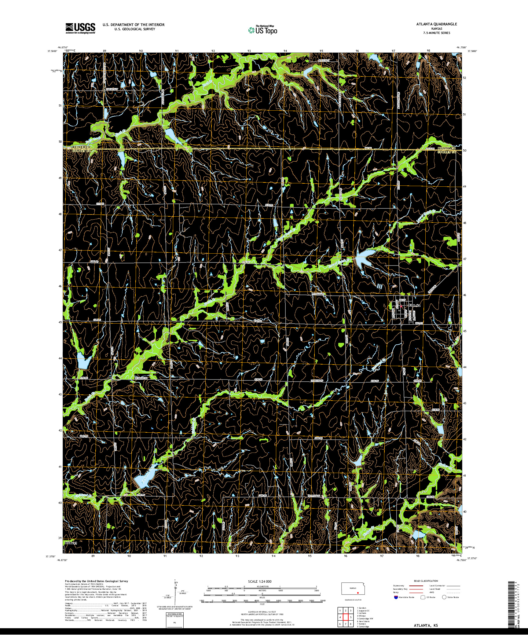 USGS US TOPO 7.5-MINUTE MAP FOR ATLANTA, KS 2018