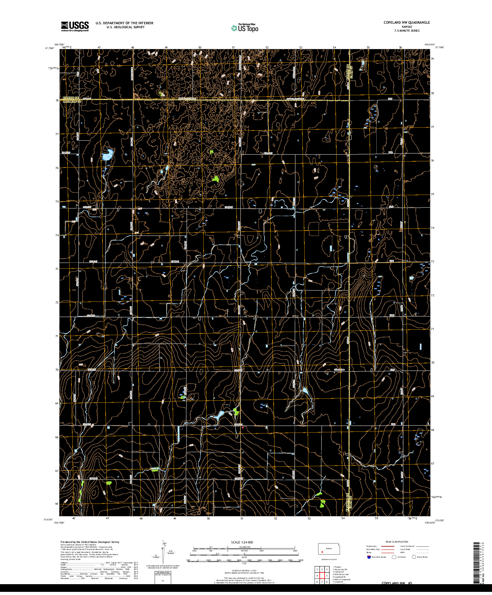 USGS US TOPO 7.5-MINUTE MAP FOR COPELAND NW, KS 2018