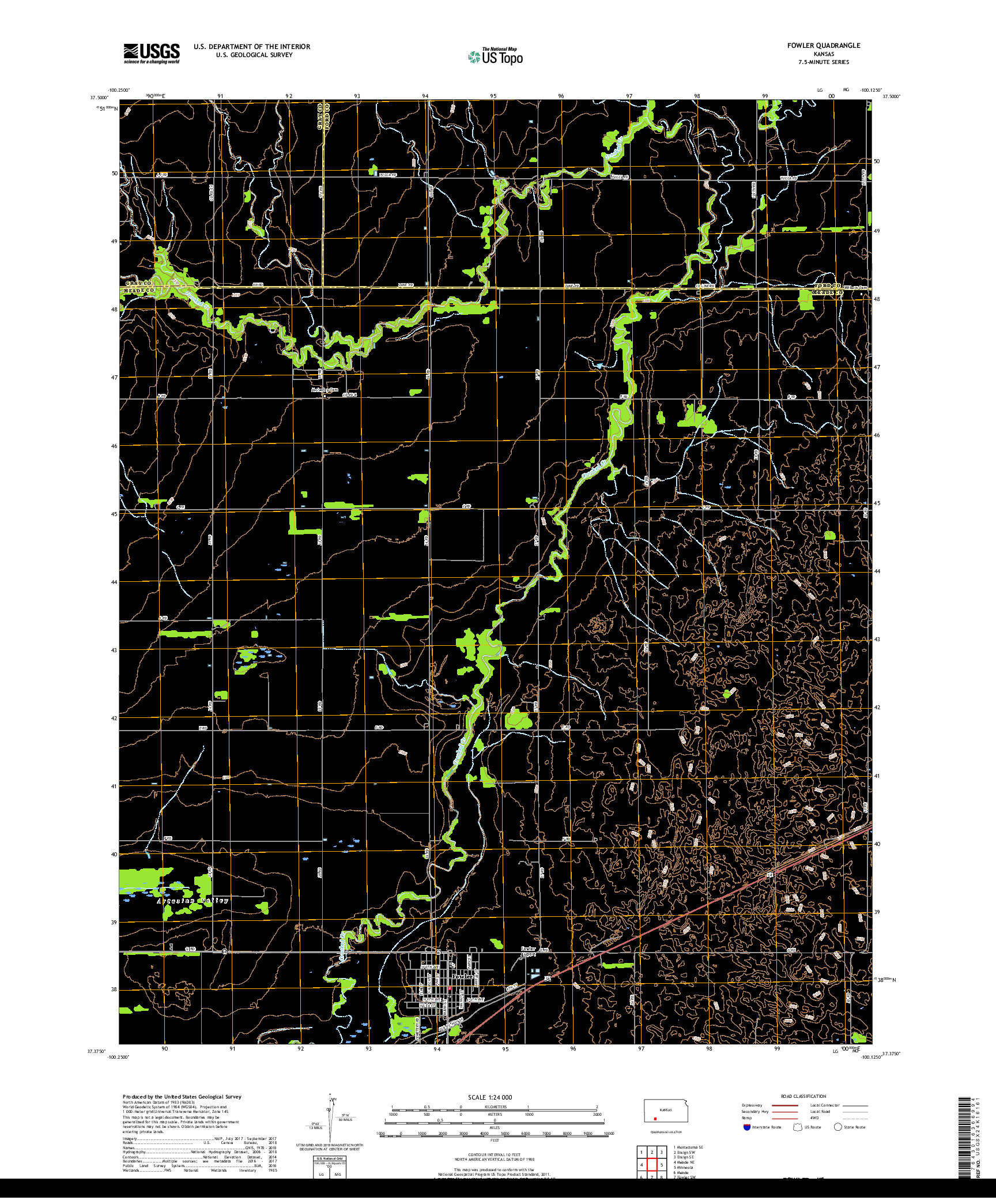 USGS US TOPO 7.5-MINUTE MAP FOR FOWLER, KS 2018