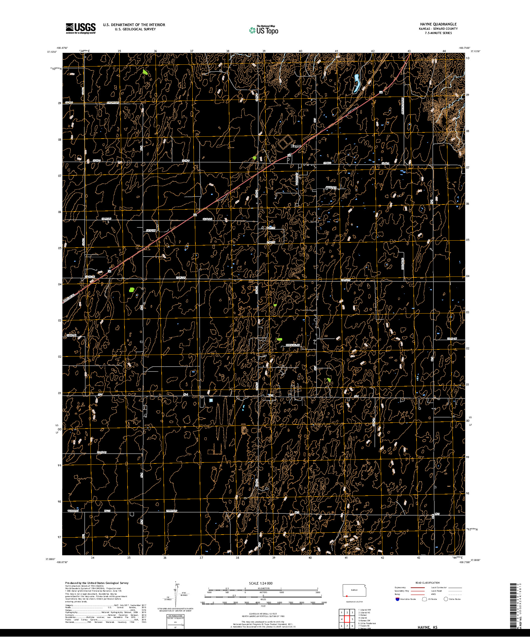 USGS US TOPO 7.5-MINUTE MAP FOR HAYNE, KS 2018