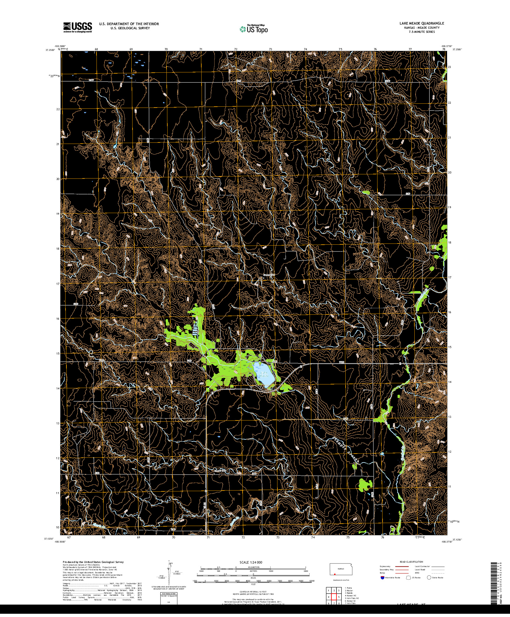 USGS US TOPO 7.5-MINUTE MAP FOR LAKE MEADE, KS 2018