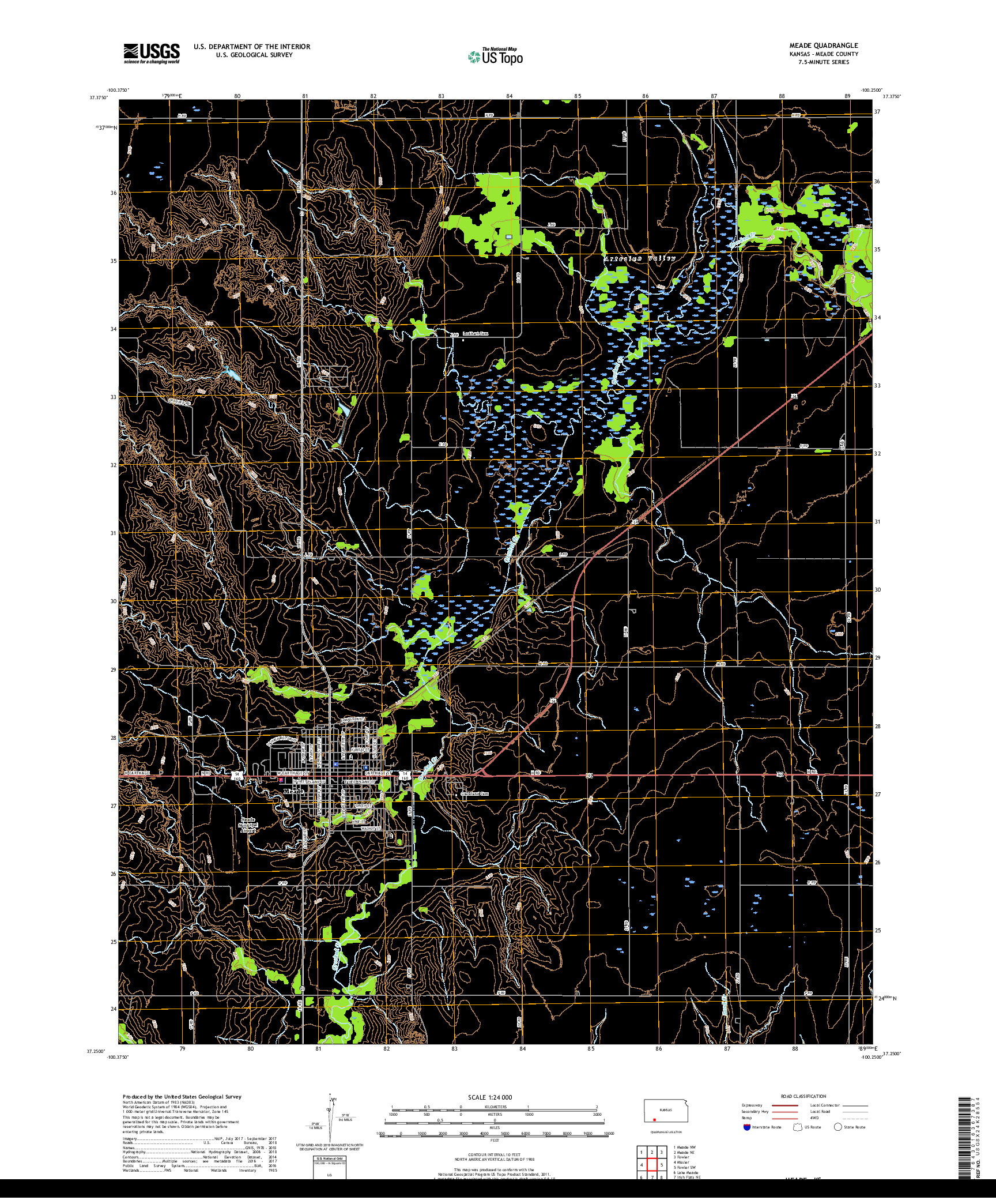 USGS US TOPO 7.5-MINUTE MAP FOR MEADE, KS 2018