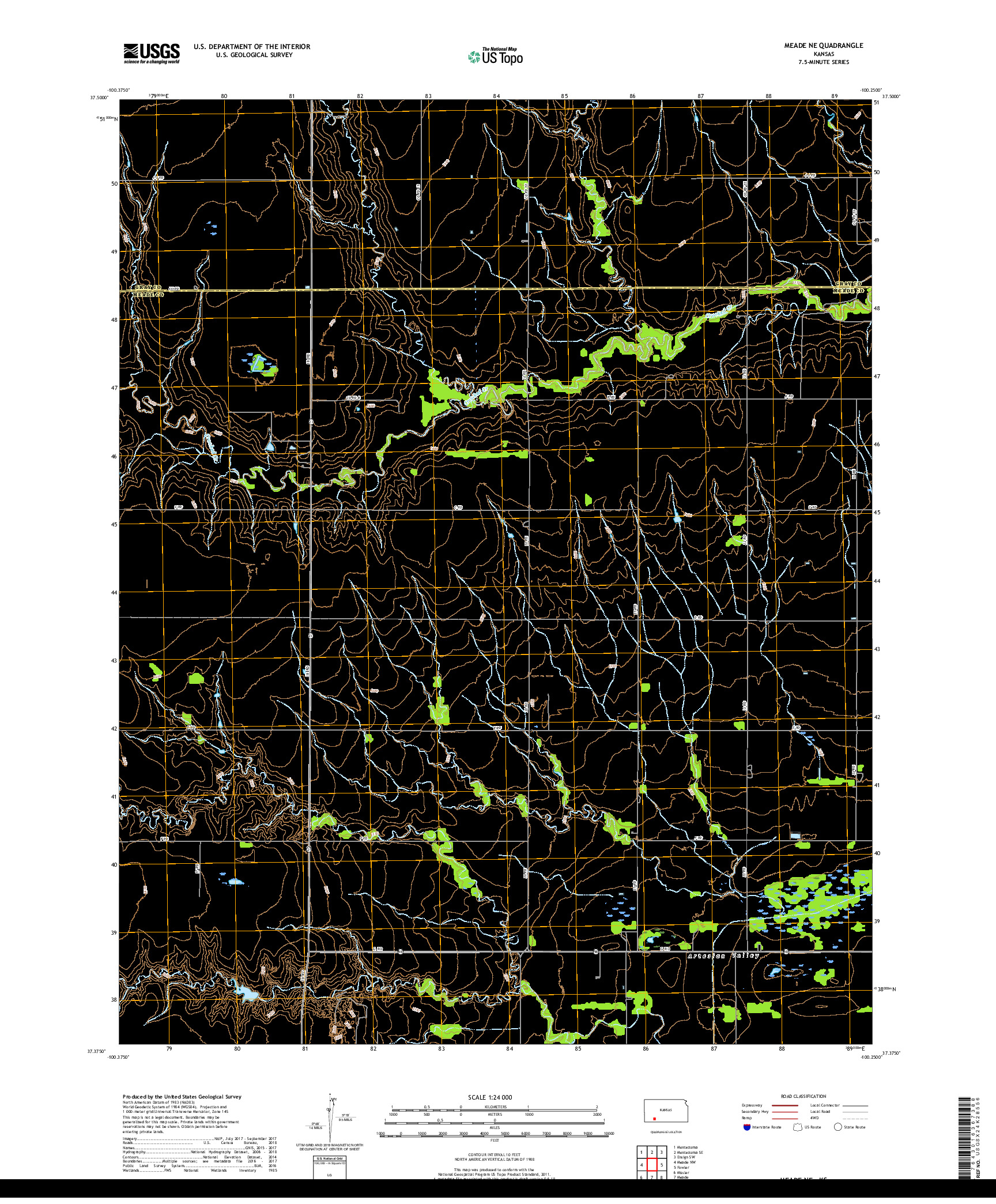 USGS US TOPO 7.5-MINUTE MAP FOR MEADE NE, KS 2018