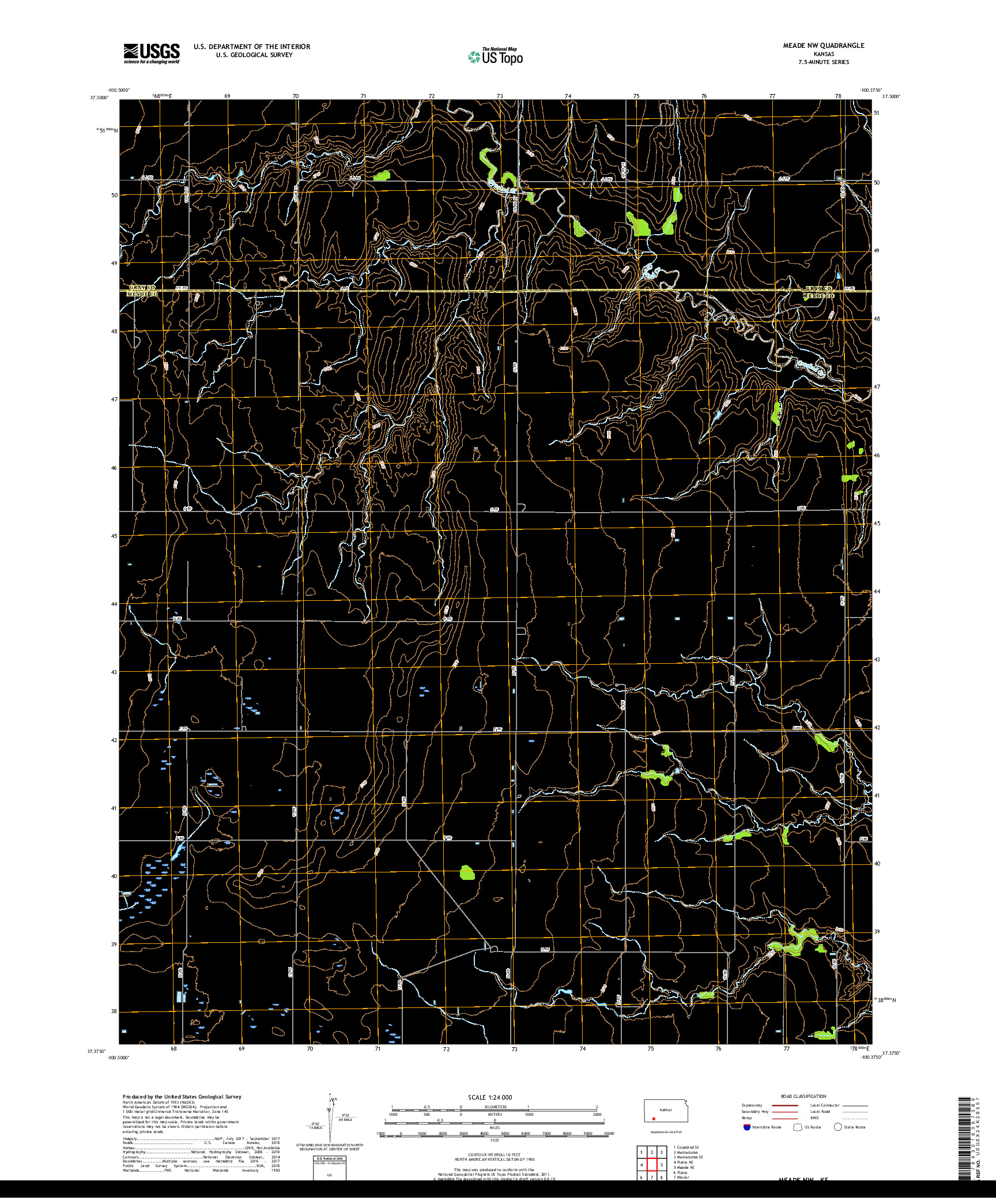 USGS US TOPO 7.5-MINUTE MAP FOR MEADE NW, KS 2018
