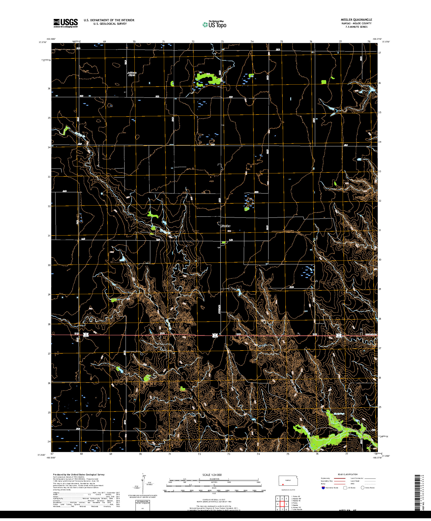 USGS US TOPO 7.5-MINUTE MAP FOR MISSLER, KS 2018
