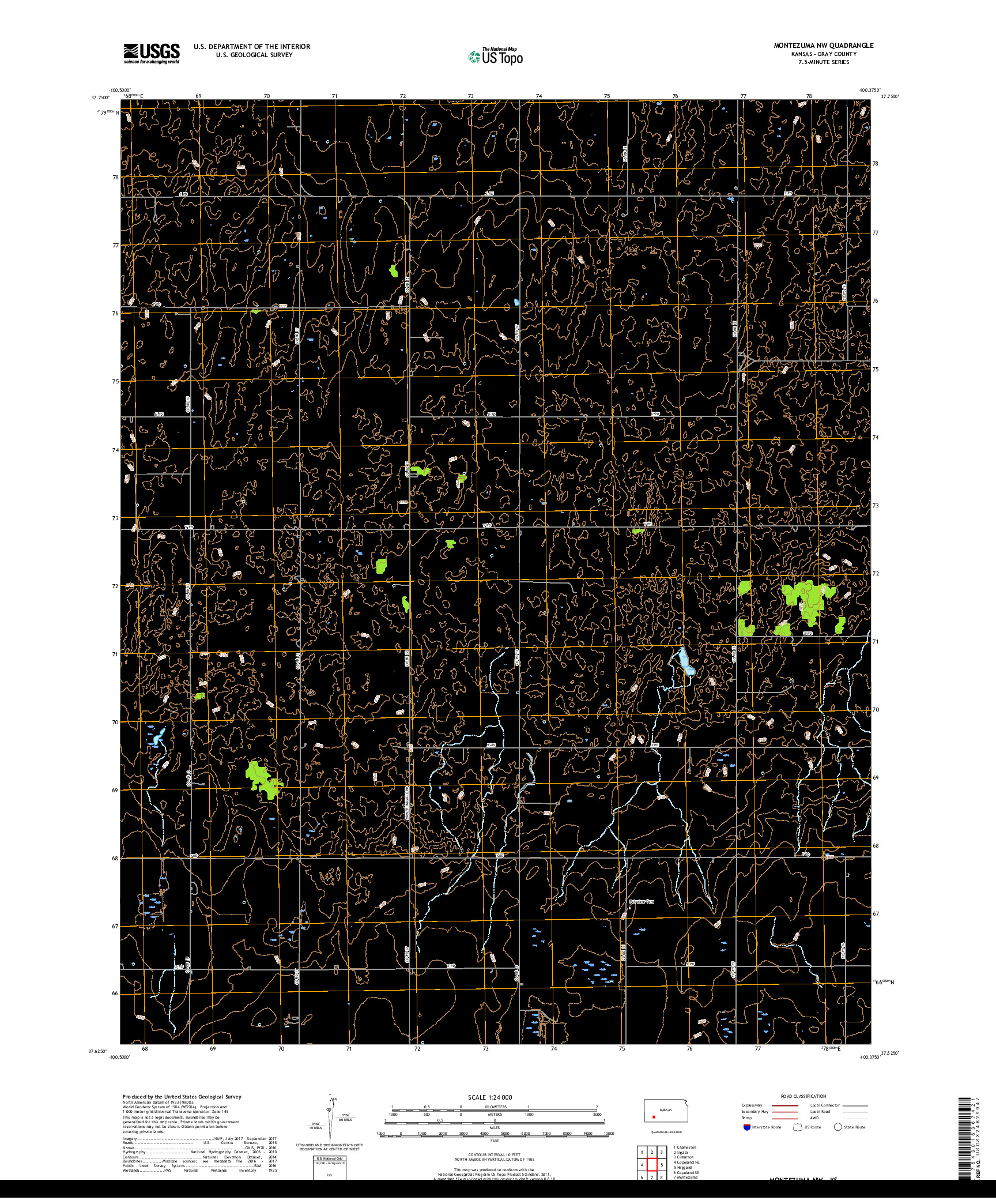 USGS US TOPO 7.5-MINUTE MAP FOR MONTEZUMA NW, KS 2018