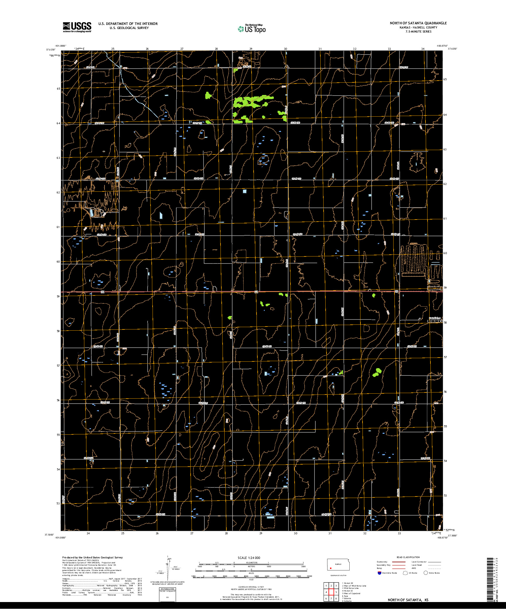 USGS US TOPO 7.5-MINUTE MAP FOR NORTH OF SATANTA, KS 2018