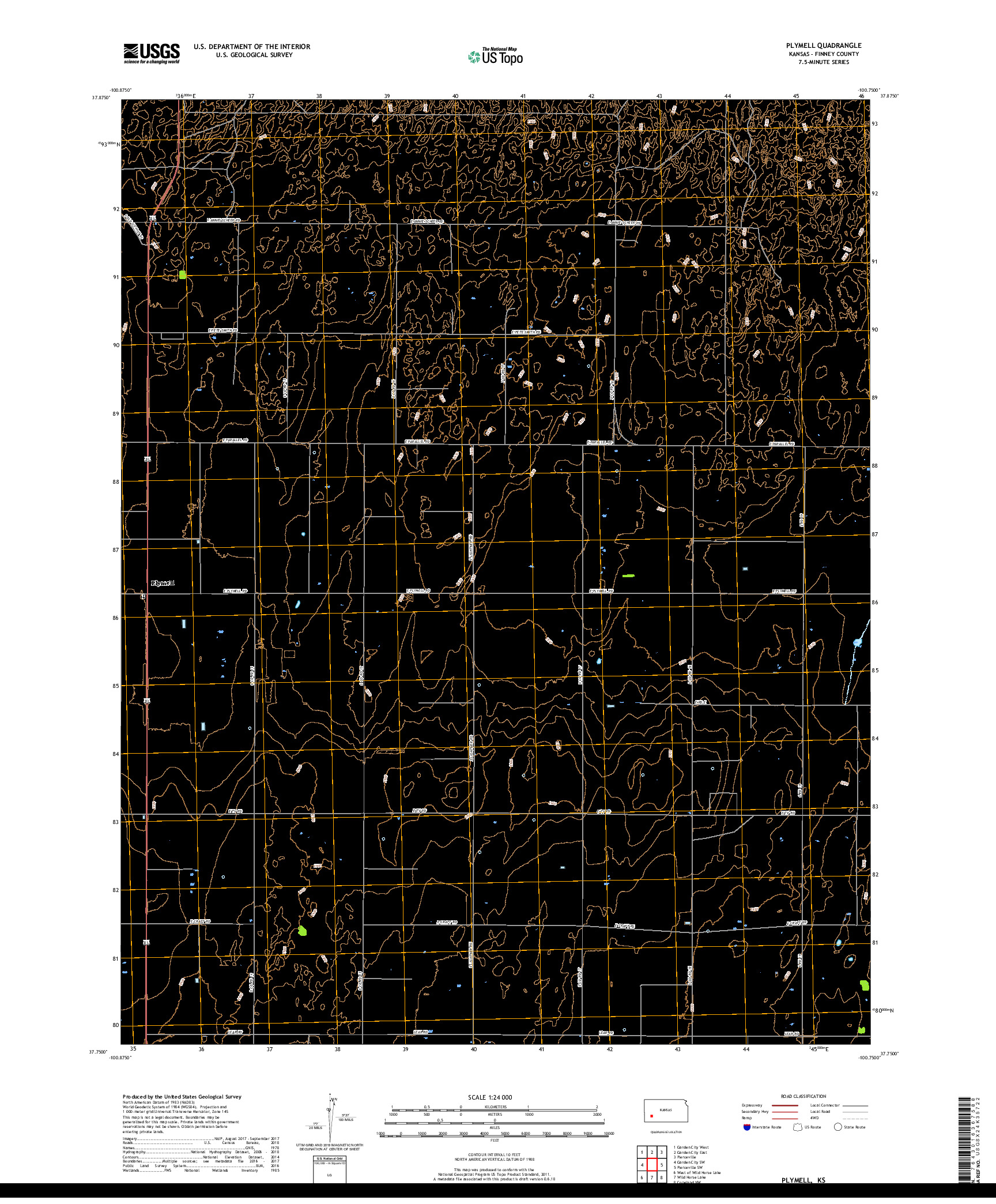 USGS US TOPO 7.5-MINUTE MAP FOR PLYMELL, KS 2018