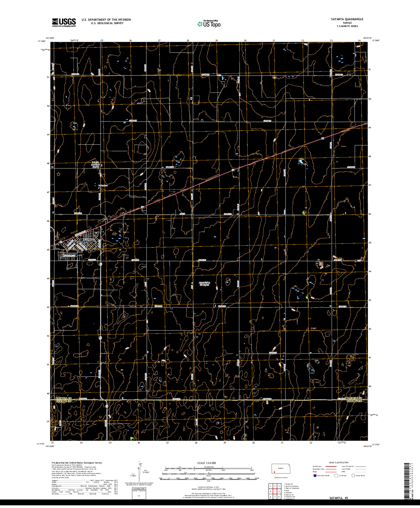 USGS US TOPO 7.5-MINUTE MAP FOR SATANTA, KS 2018