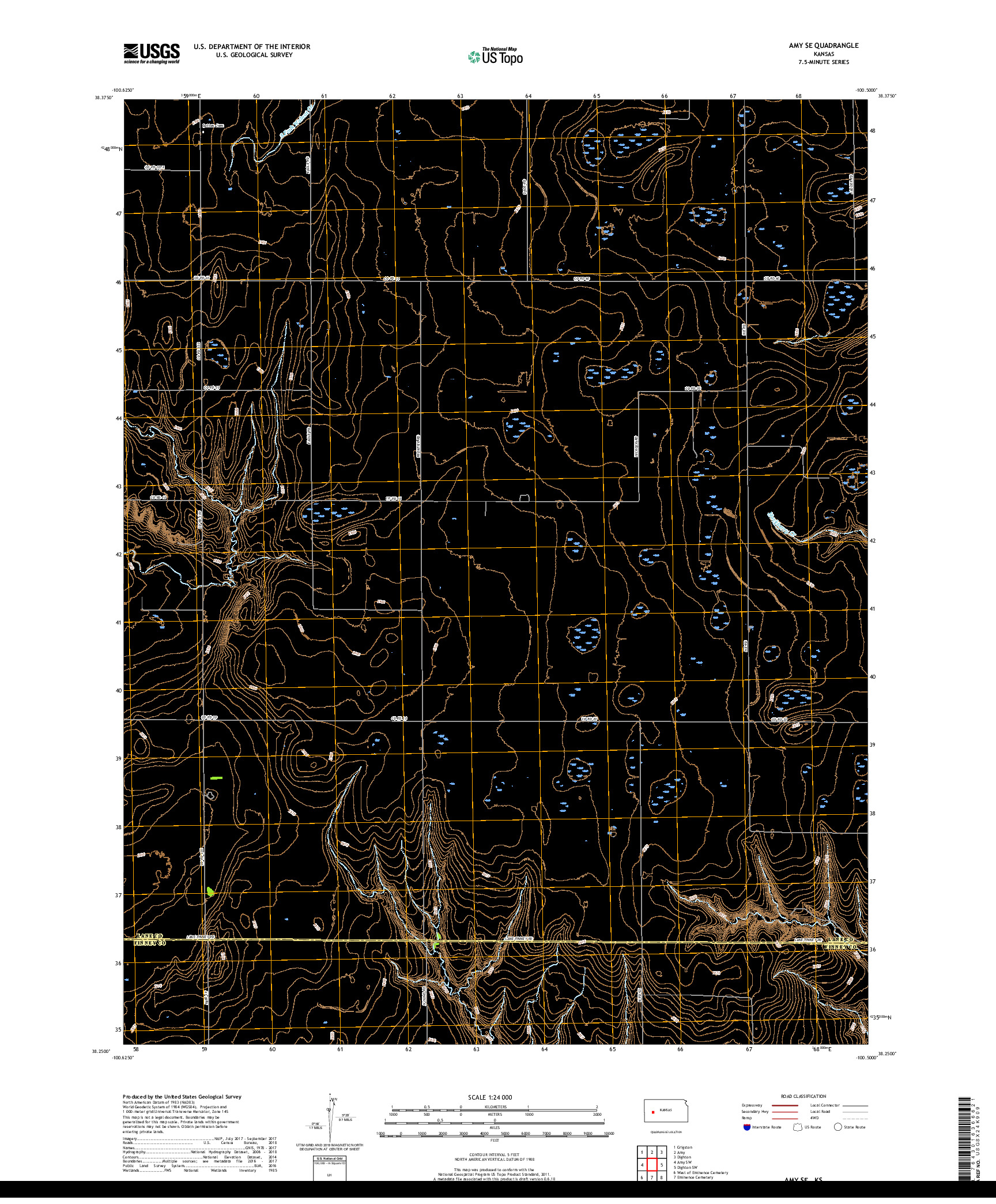 USGS US TOPO 7.5-MINUTE MAP FOR AMY SE, KS 2018