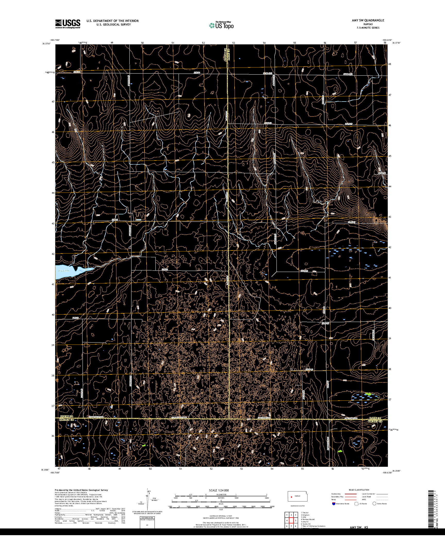 USGS US TOPO 7.5-MINUTE MAP FOR AMY SW, KS 2018