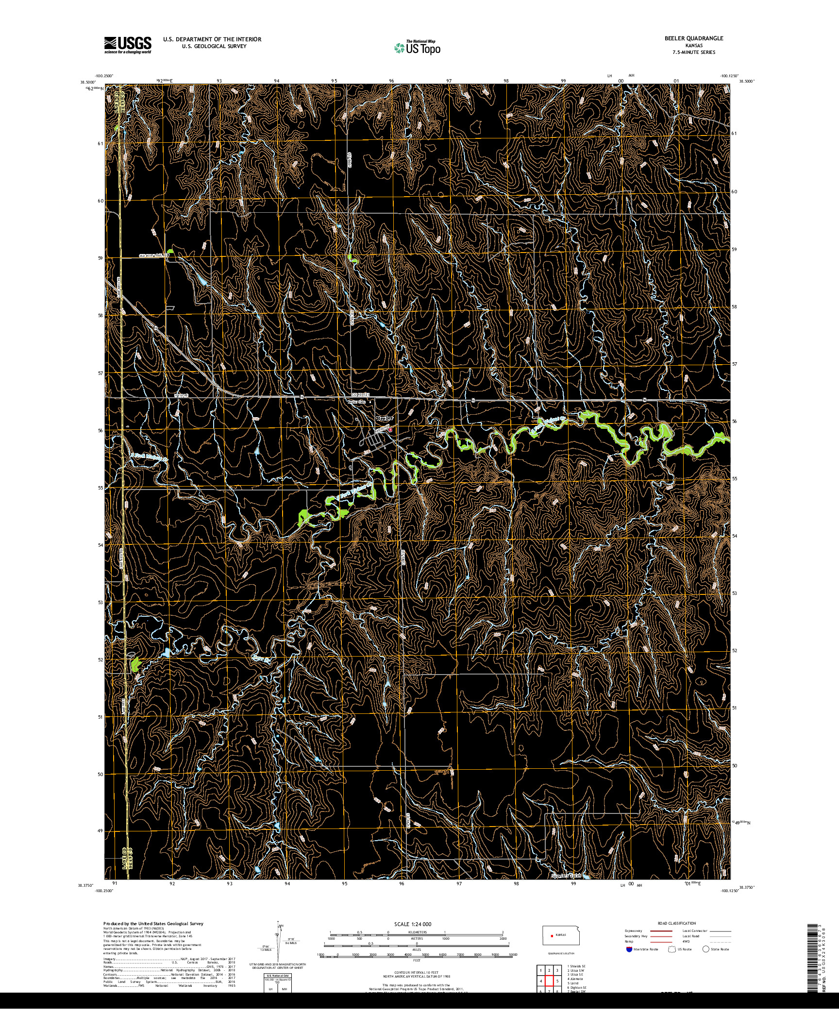USGS US TOPO 7.5-MINUTE MAP FOR BEELER, KS 2018