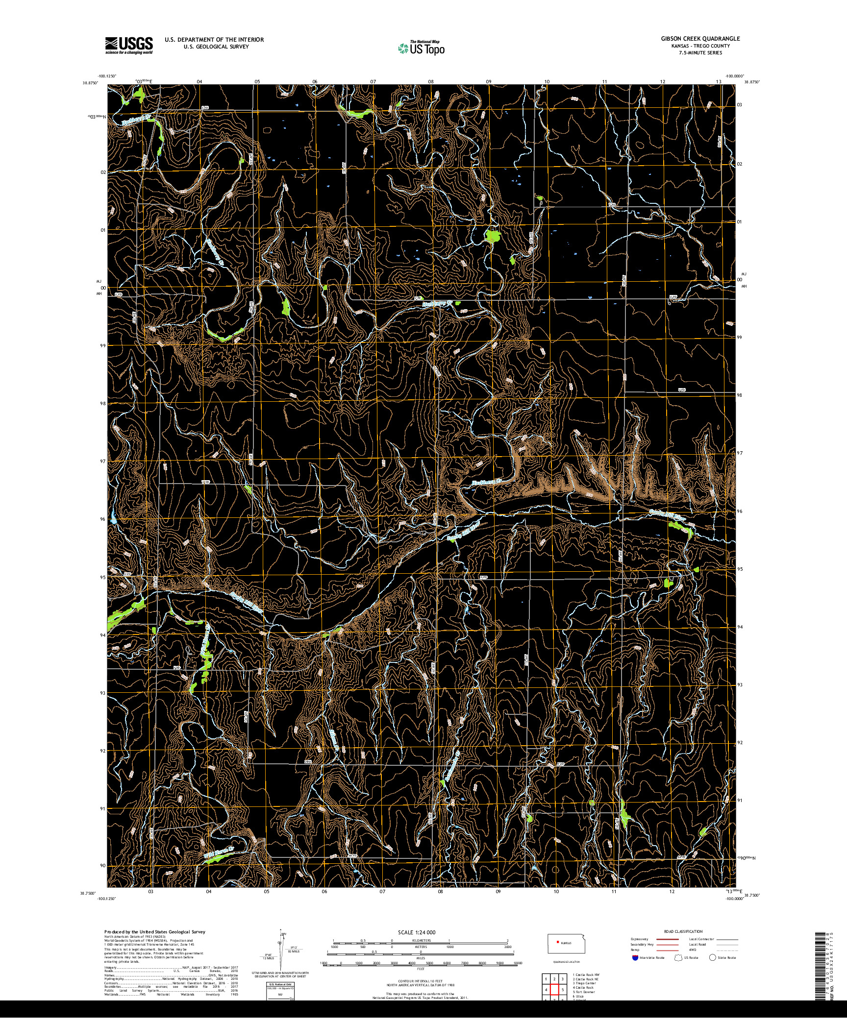 USGS US TOPO 7.5-MINUTE MAP FOR GIBSON CREEK, KS 2018