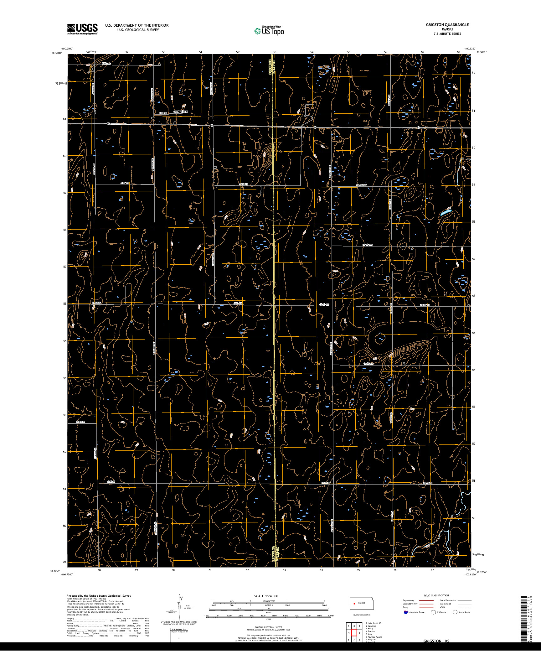 USGS US TOPO 7.5-MINUTE MAP FOR GRIGSTON, KS 2018