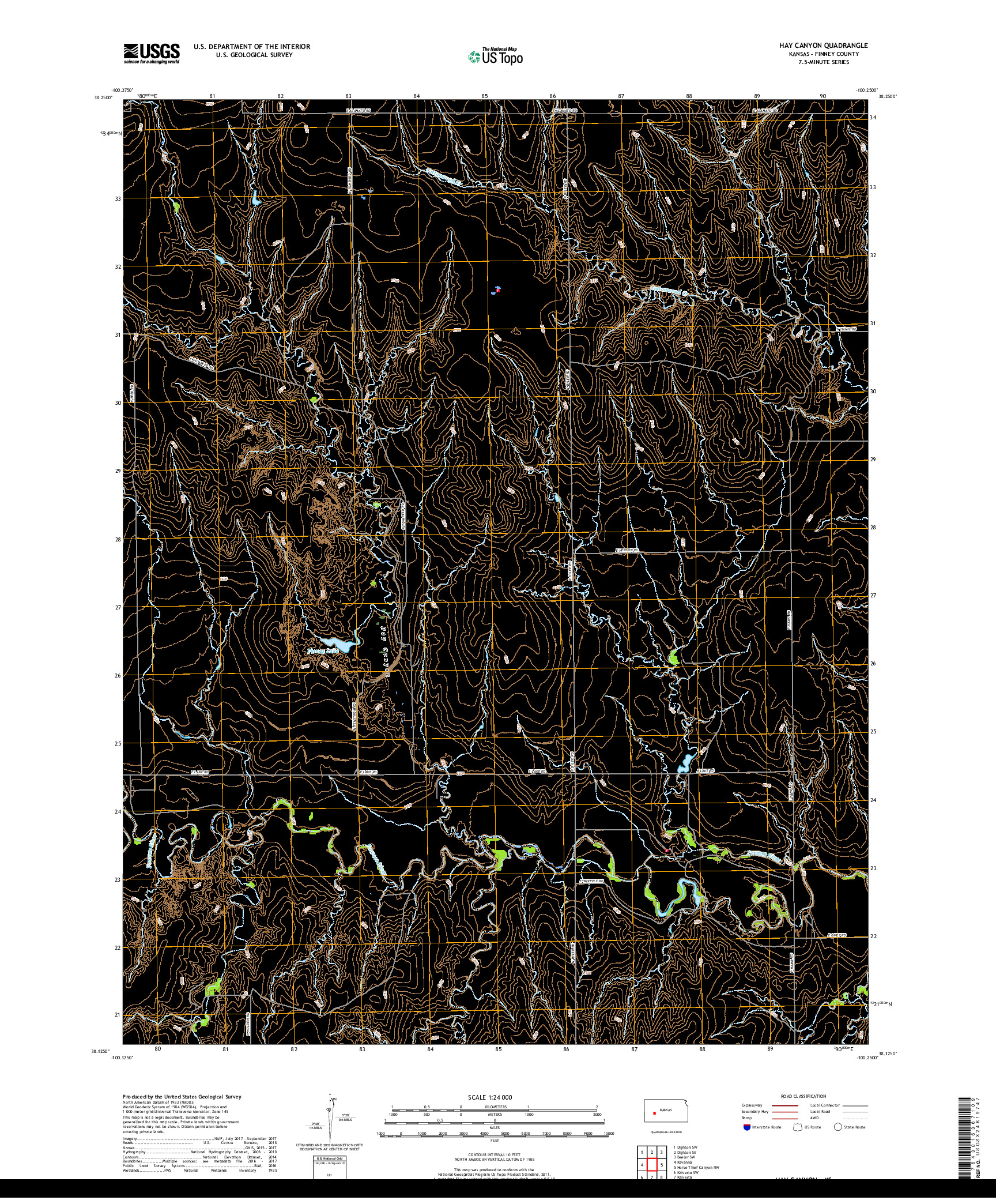 USGS US TOPO 7.5-MINUTE MAP FOR HAY CANYON, KS 2018