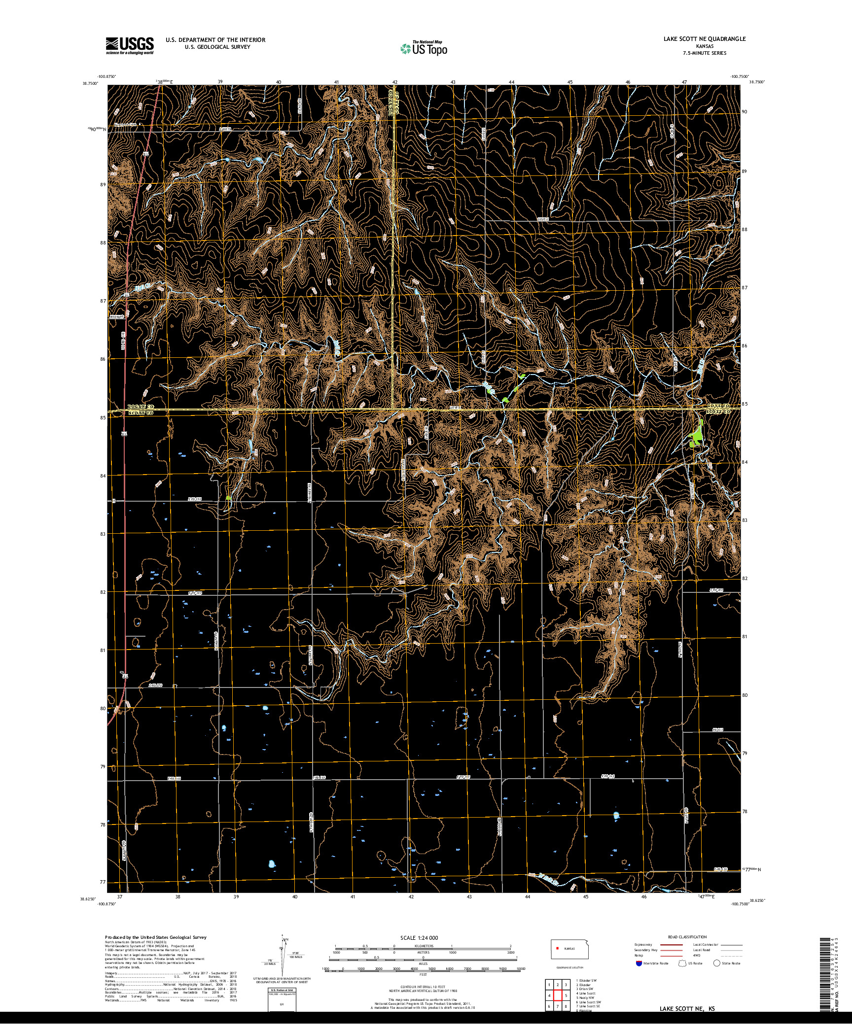 USGS US TOPO 7.5-MINUTE MAP FOR LAKE SCOTT NE, KS 2018