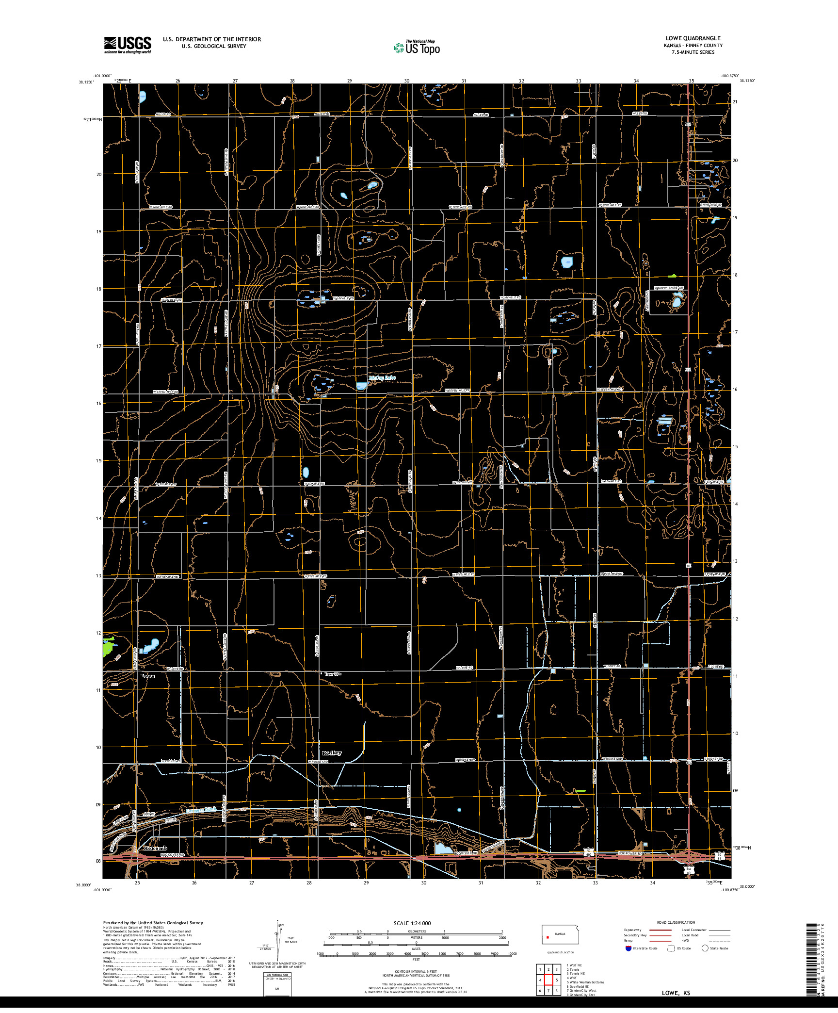 USGS US TOPO 7.5-MINUTE MAP FOR LOWE, KS 2018