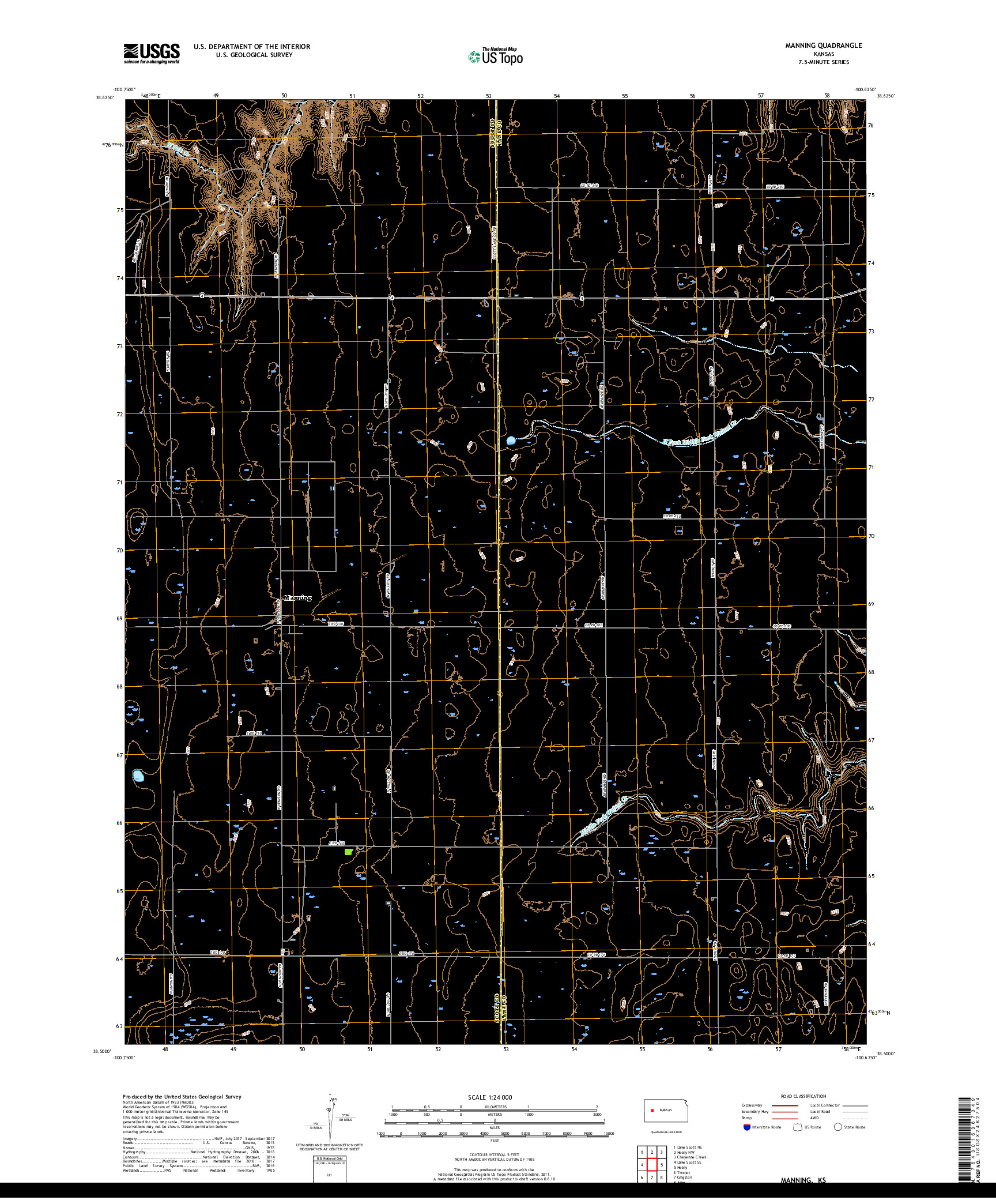 USGS US TOPO 7.5-MINUTE MAP FOR MANNING, KS 2018