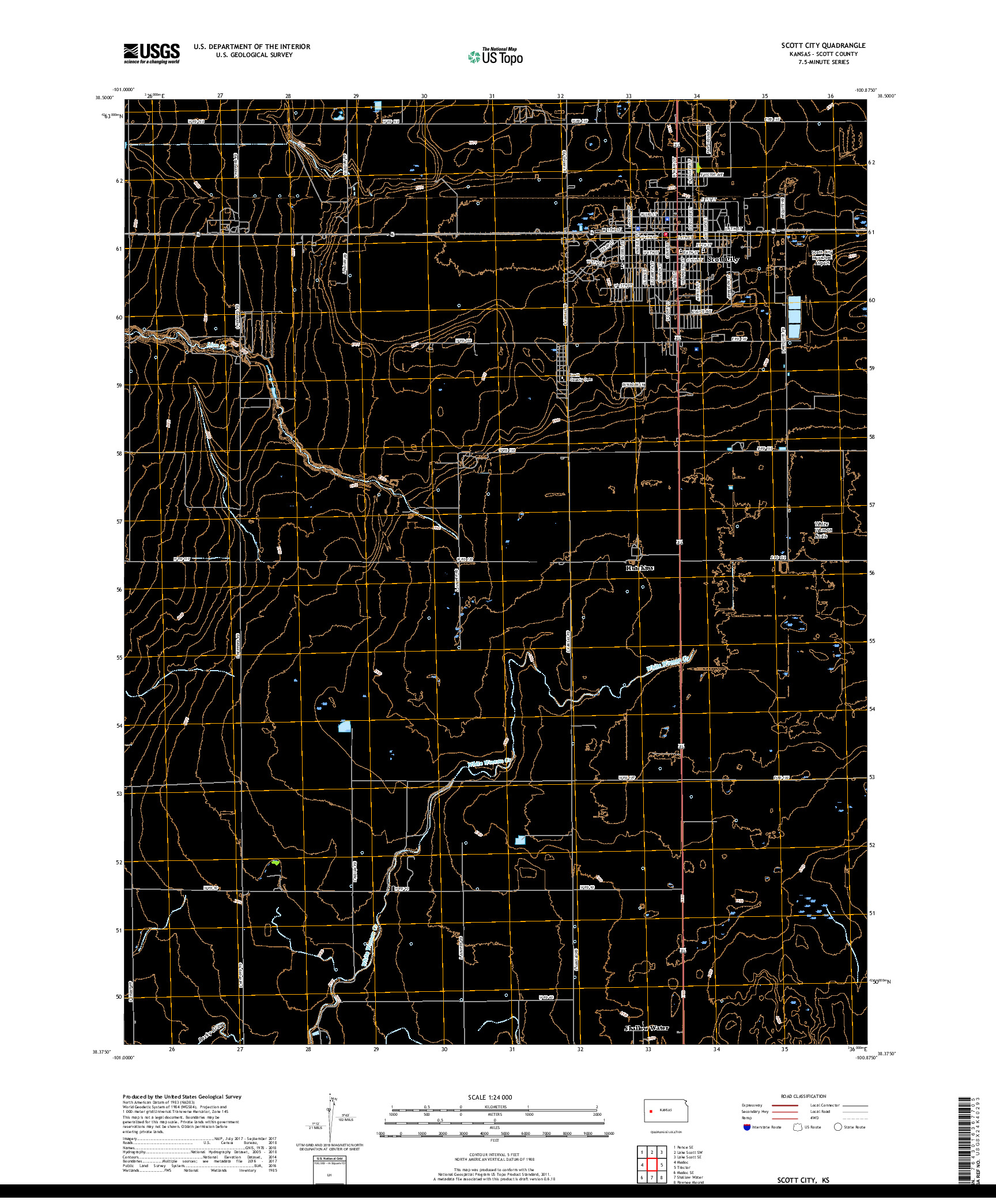 USGS US TOPO 7.5-MINUTE MAP FOR SCOTT CITY, KS 2018