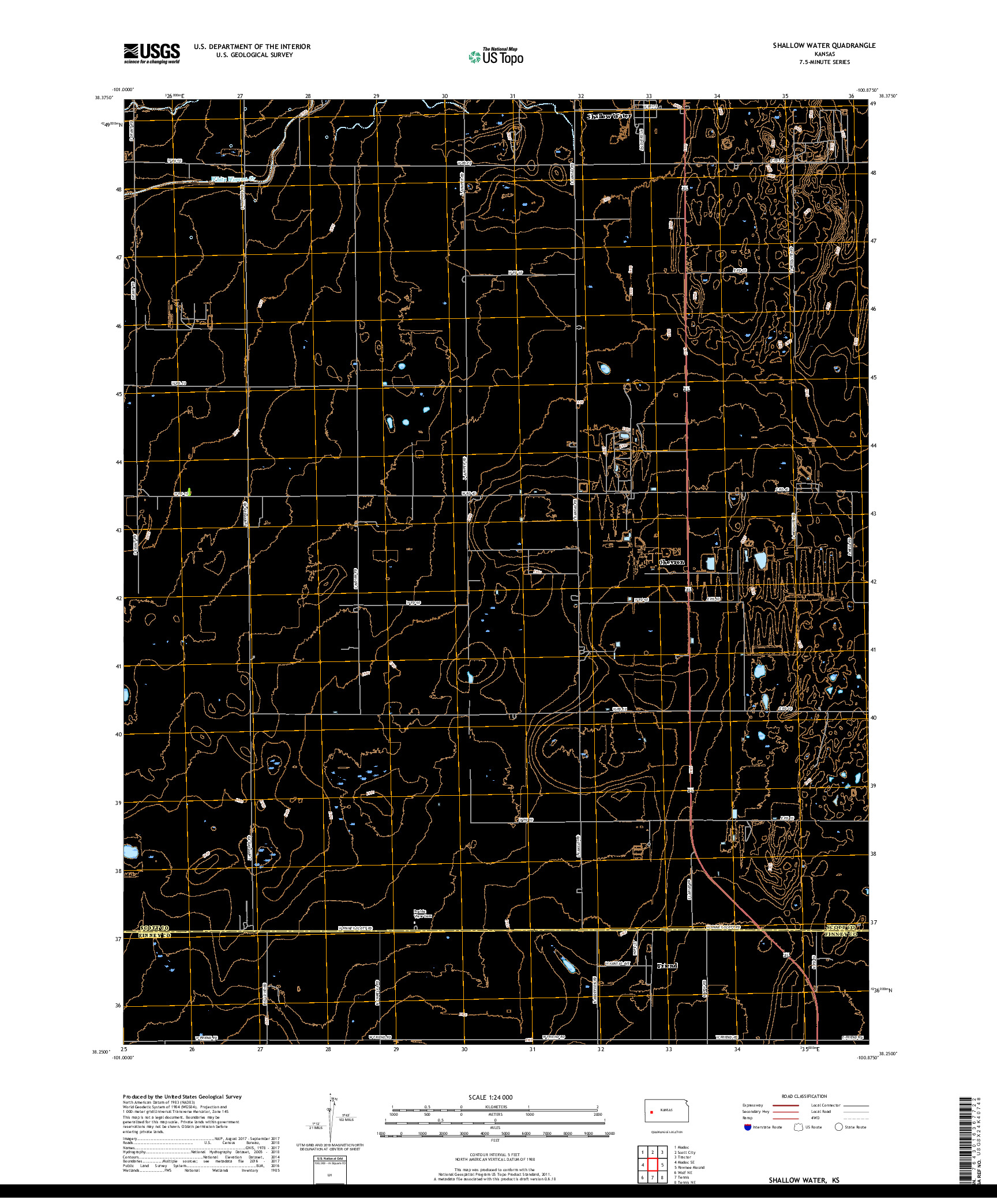 USGS US TOPO 7.5-MINUTE MAP FOR SHALLOW WATER, KS 2018