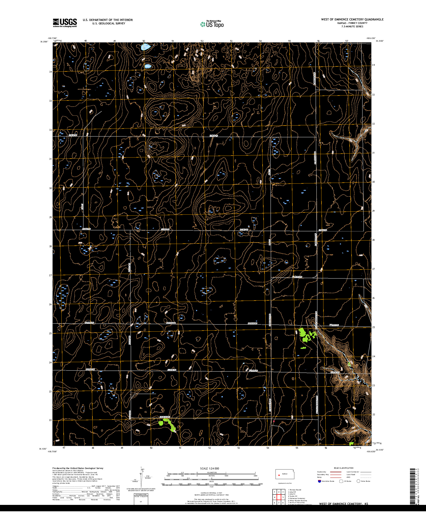 USGS US TOPO 7.5-MINUTE MAP FOR WEST OF EMINENCE CEMETERY, KS 2018